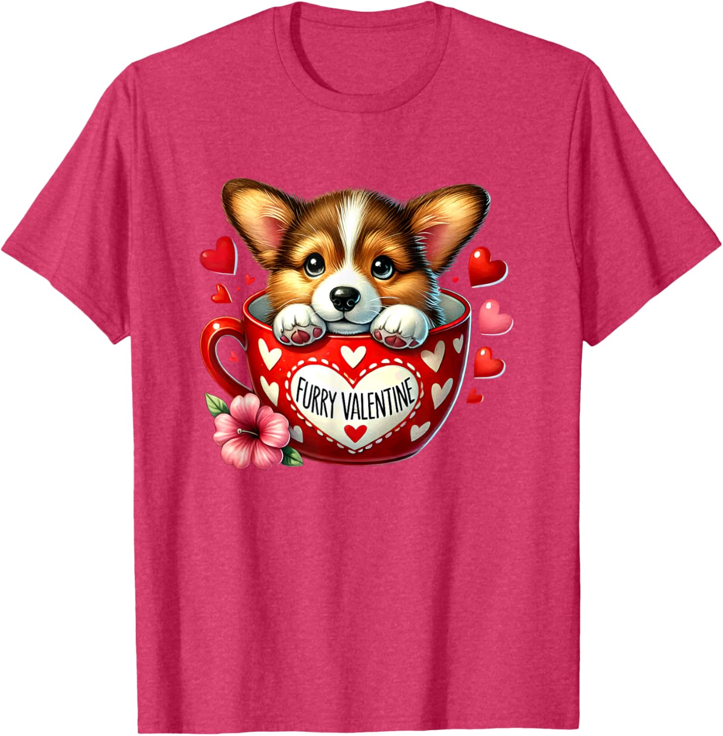 Furry Valentine Corgi Puppy Love T-Shirt for Dog Lovers and Friends - 5