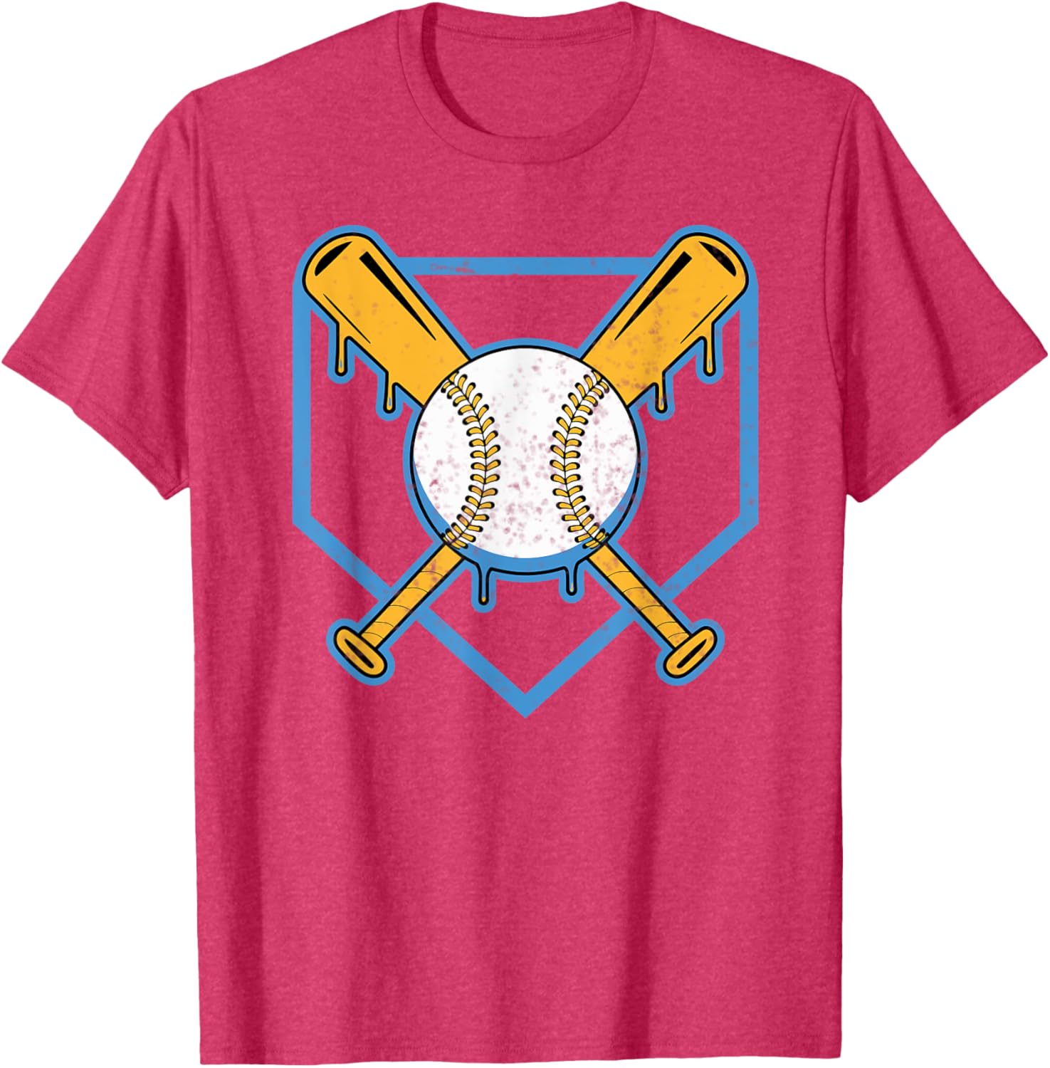Yellow Baseball Home Plate Drip T-Shirt for Boys Sports Style - 28