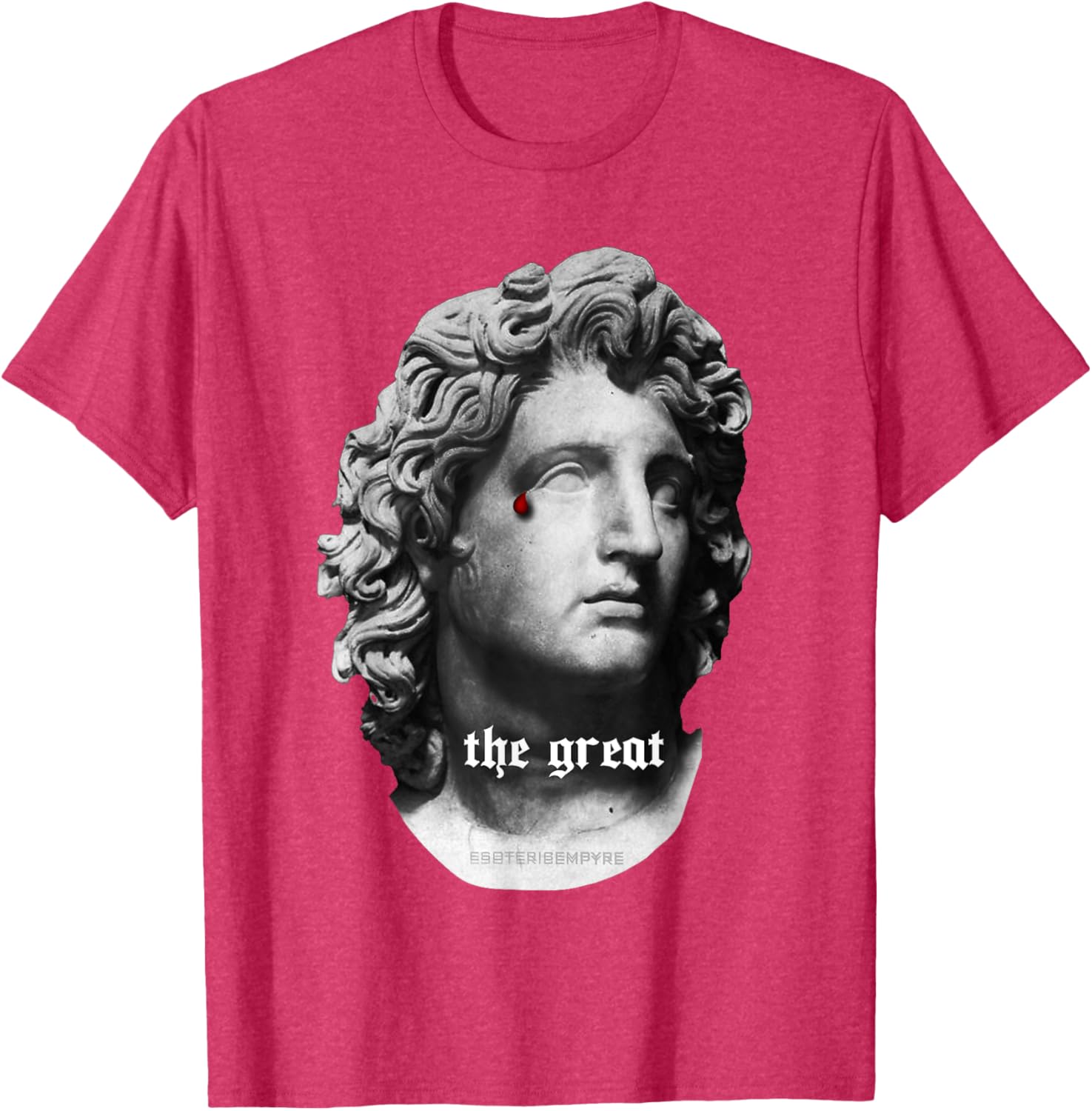 Alexander the Great Bust T-Shirt with Unique Bloody Teardrop Design - 4