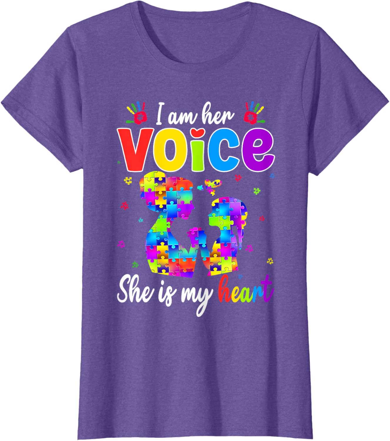 Autism Mom I'm Her Voice She Is My Heart T-Shirt for Proud Mothers - 21