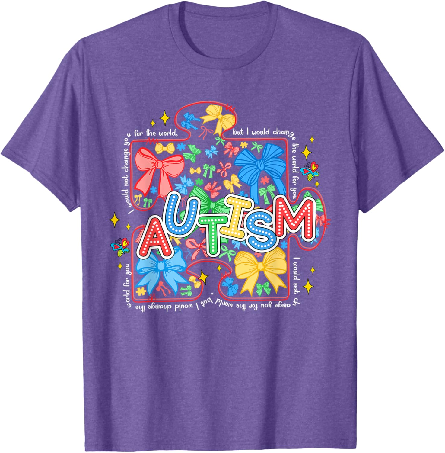 Autism Awareness Puzzle Bow Women's T-Shirt Cute and Stylish Design - 13