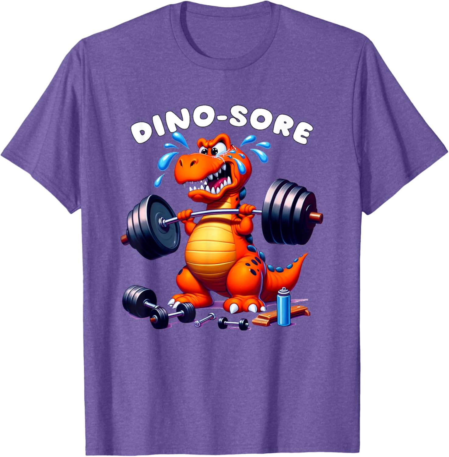 Dino Sore Gym T-Shirt for Fitness Lovers - Fun Lifting Weights Design - 17