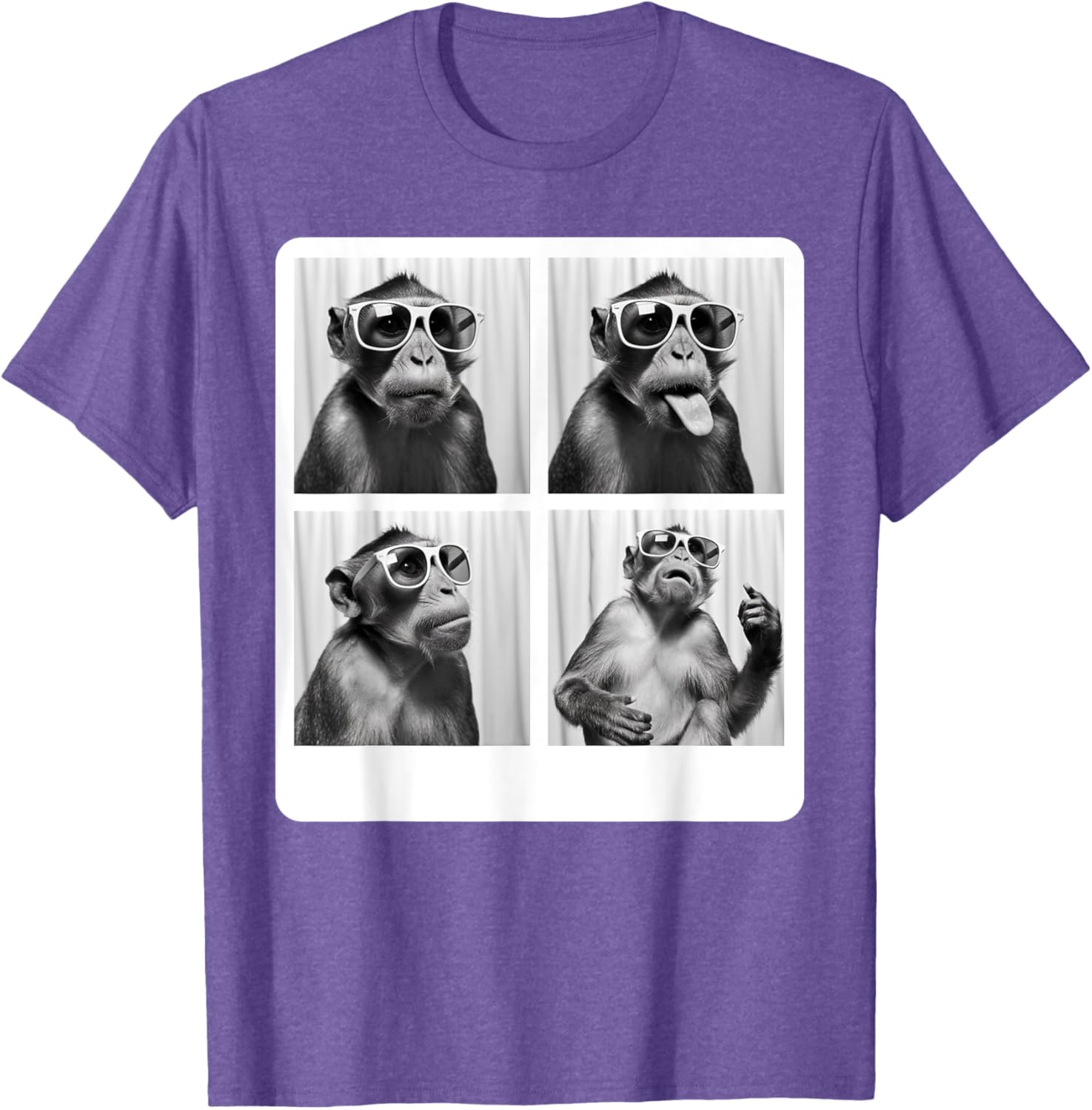 Funny Monkey Photo Booth T-Shirt with Sunglasses for Animal Lovers - 26