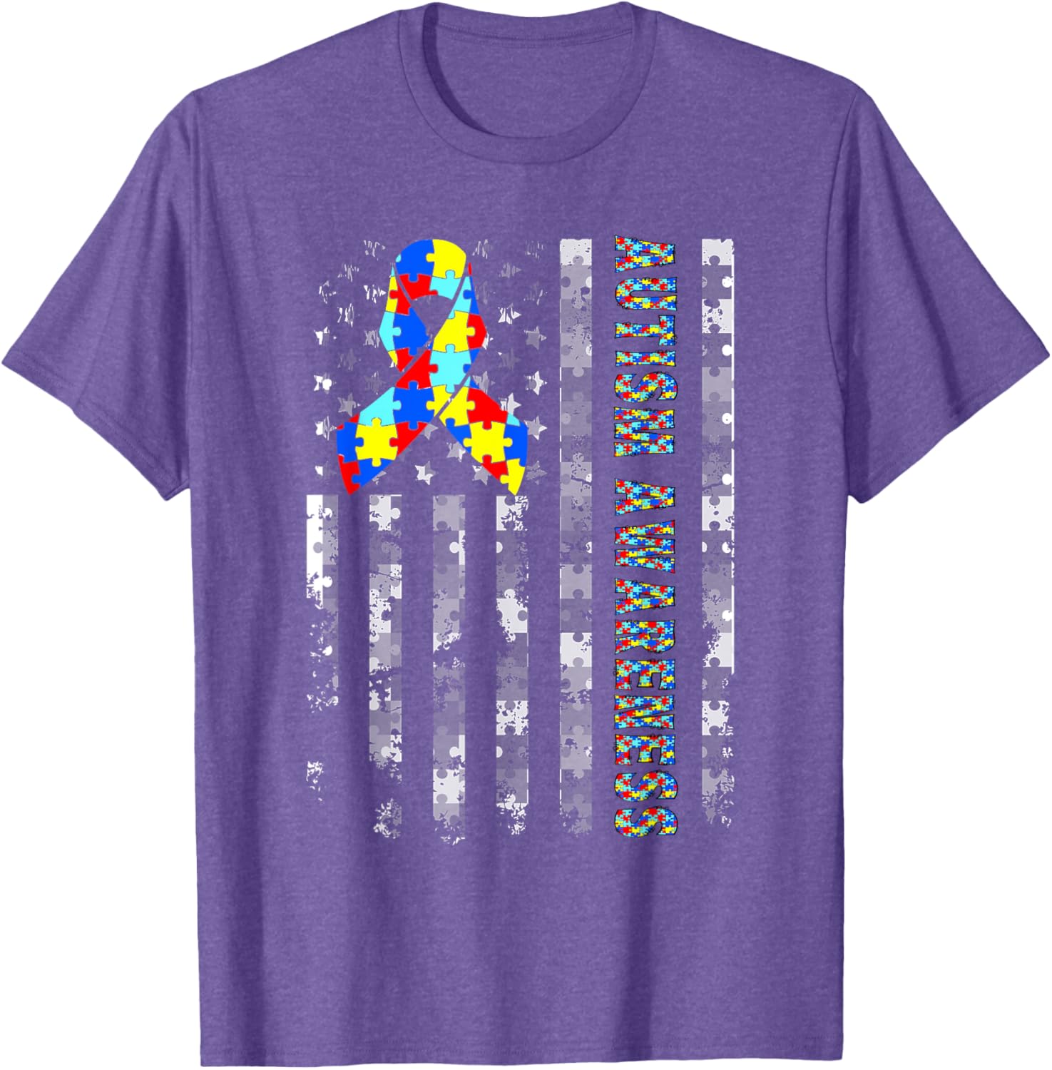 Autism Awareness USA Flag T-Shirt for Moms and Dads - Support and Love - 15