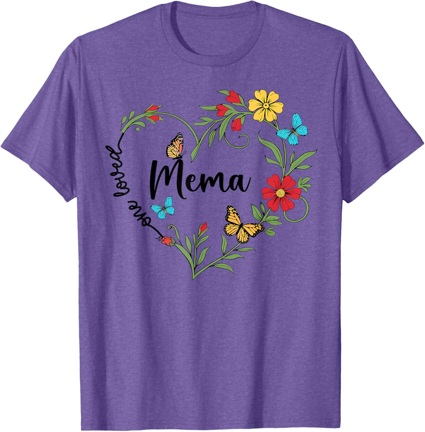 Floral One Loved Mema Heart T-Shirt for Mom and Grandma on Mother's Day - 4