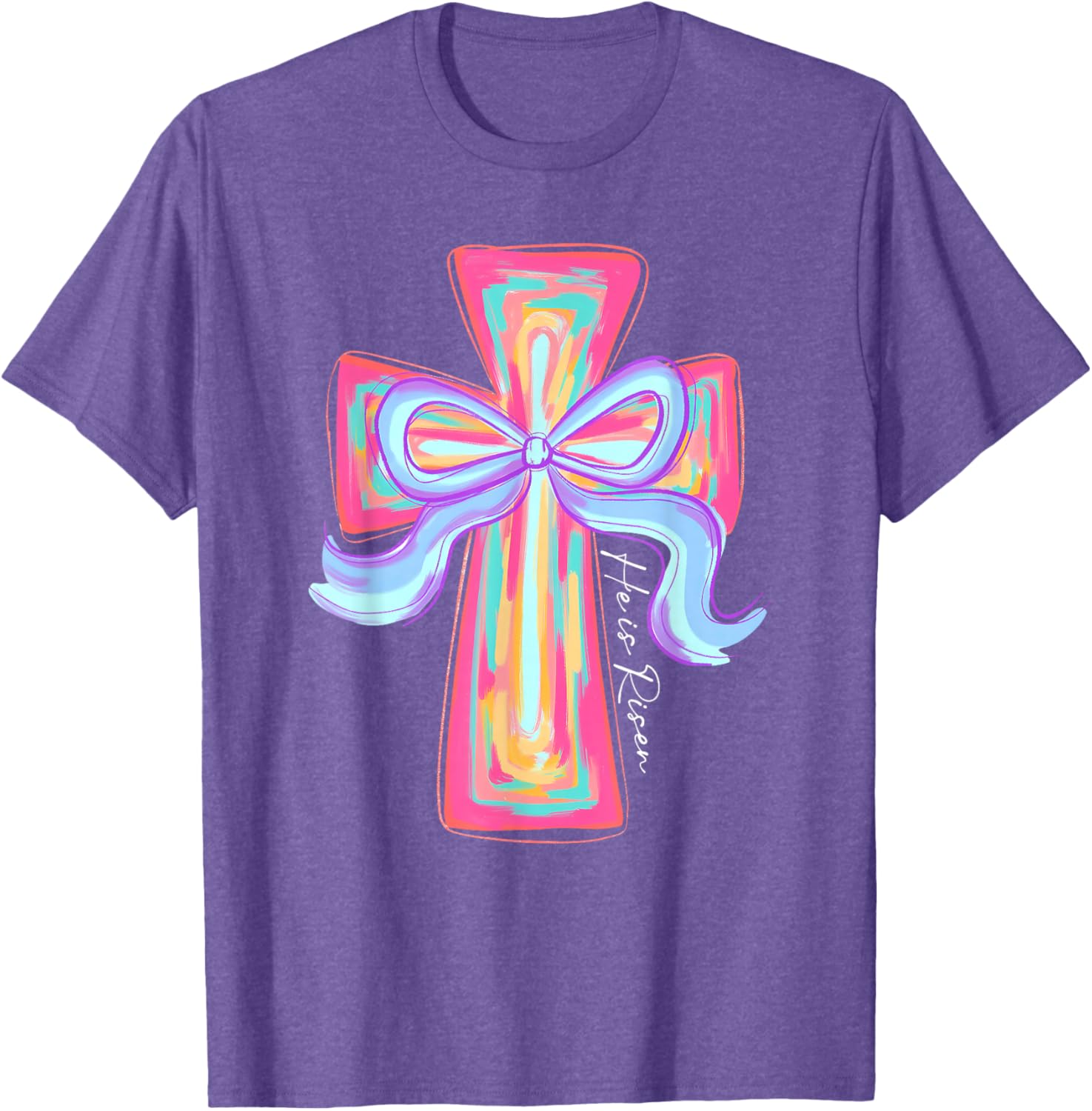 He is Risen Jesus Easter T-Shirt with Coquette Bow for Celebration - 1