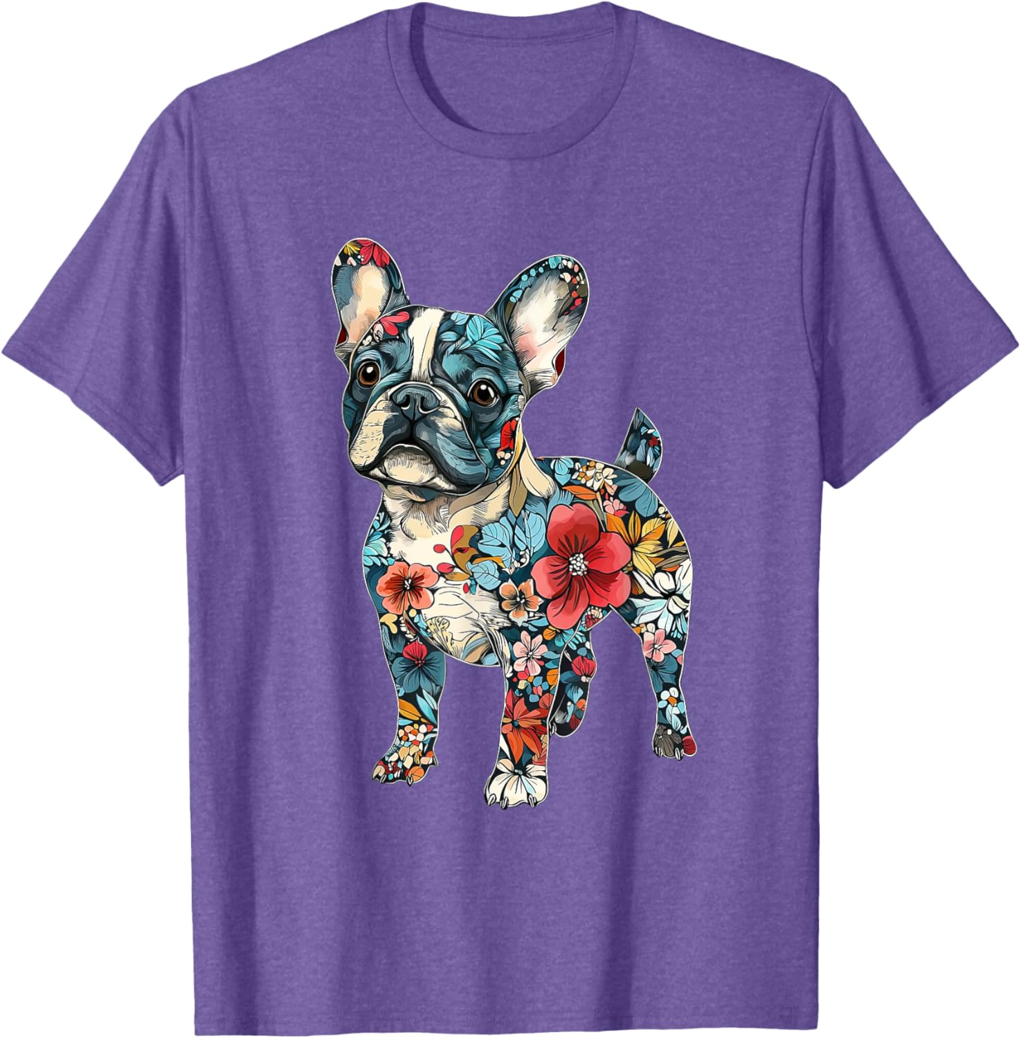 Cute French Bulldog Flower T-Shirt for Men, Women, Girls, and Kids - 9