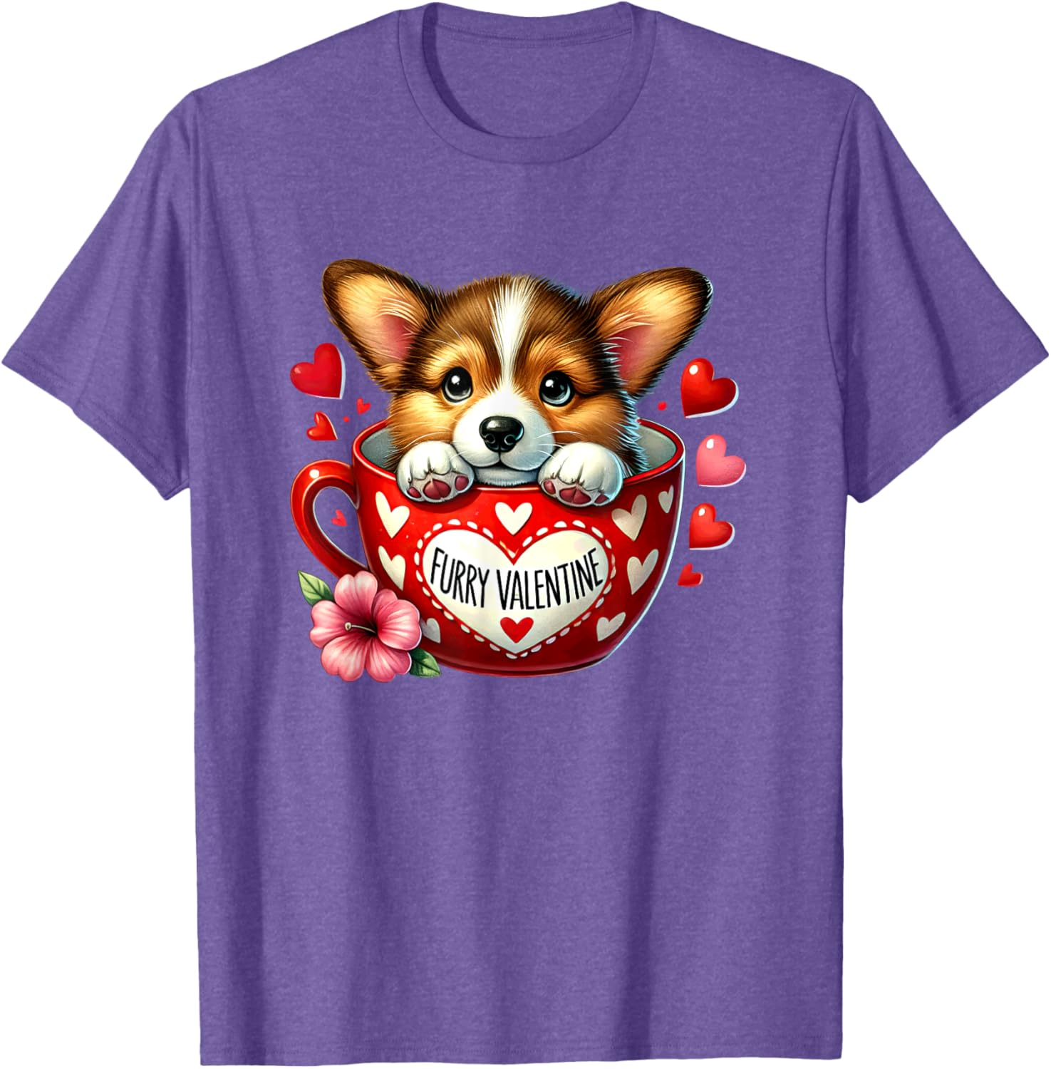 Furry Valentine Corgi Puppy Love T-Shirt for Dog Lovers and Friends - 7