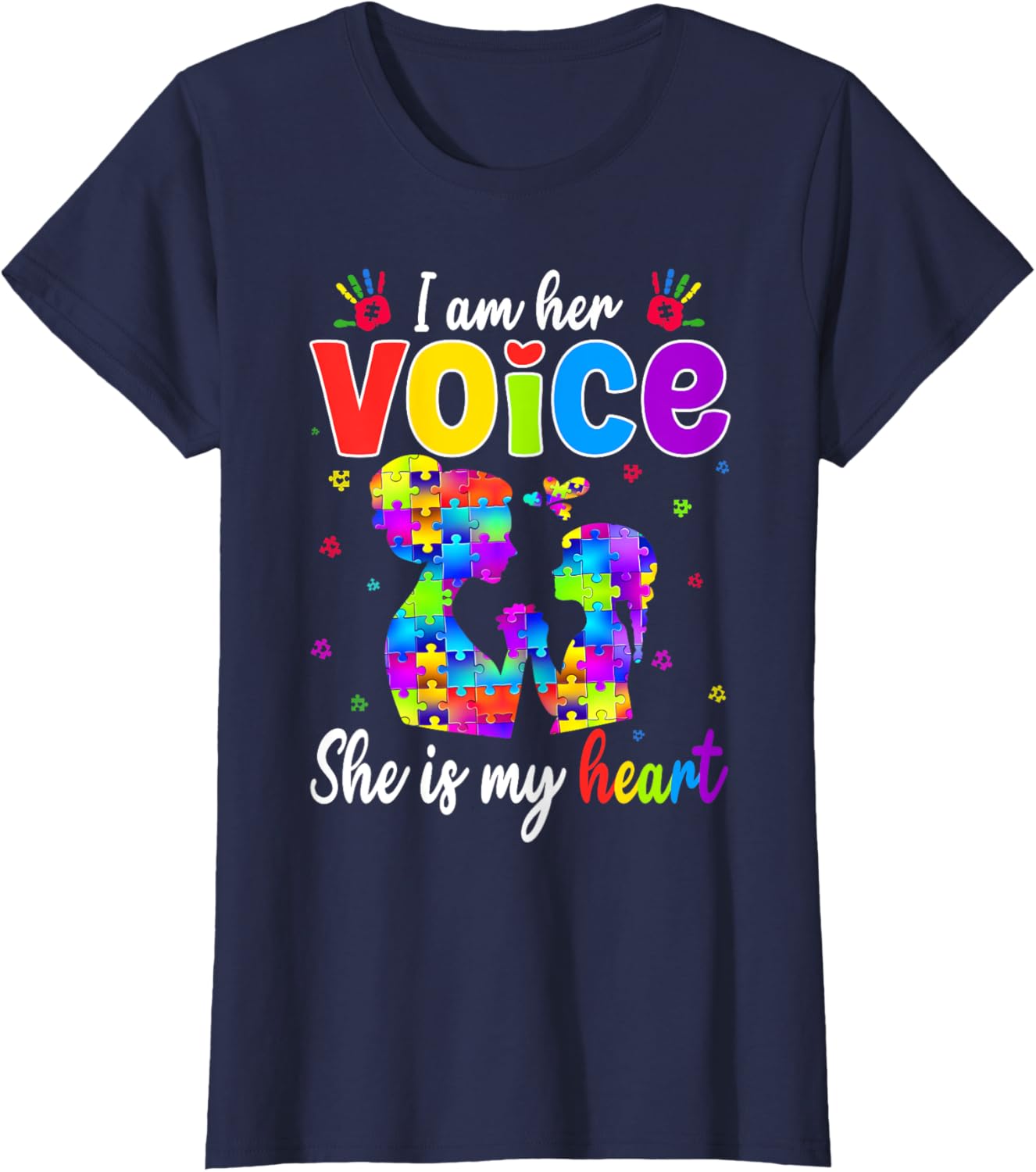 Autism Mom I'm Her Voice She Is My Heart T-Shirt for Proud Mothers - 3