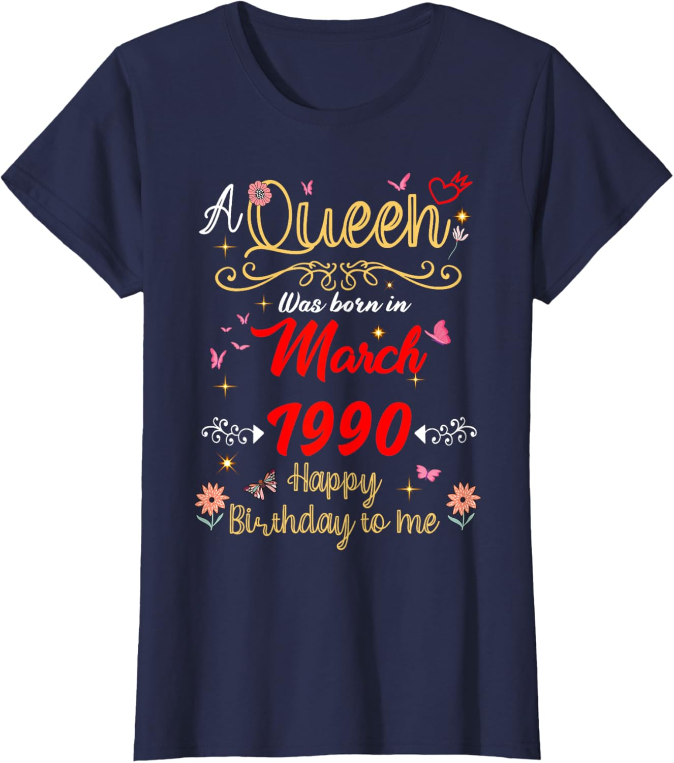 March Birthday Queen T-Shirt Since 1990 for March Girls - 1
