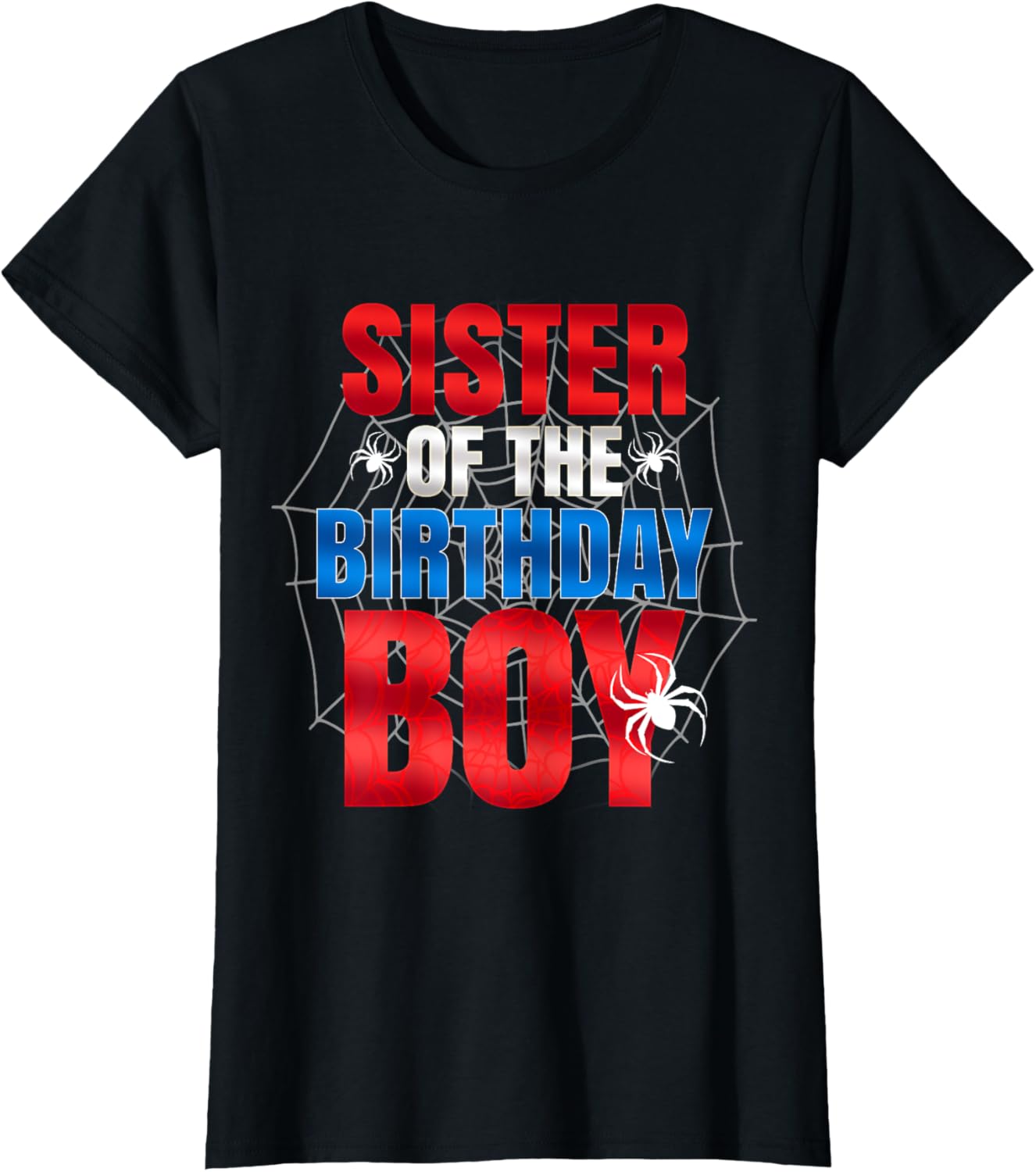 Sister of the Birthday Boy Spider Web Family Matching T-Shirt - 1