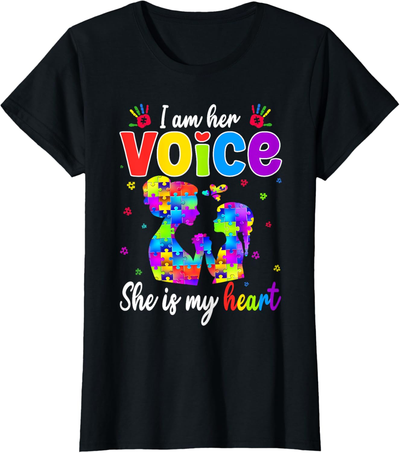 Autism Mom I'm Her Voice She Is My Heart T-Shirt for Proud Mothers - 22