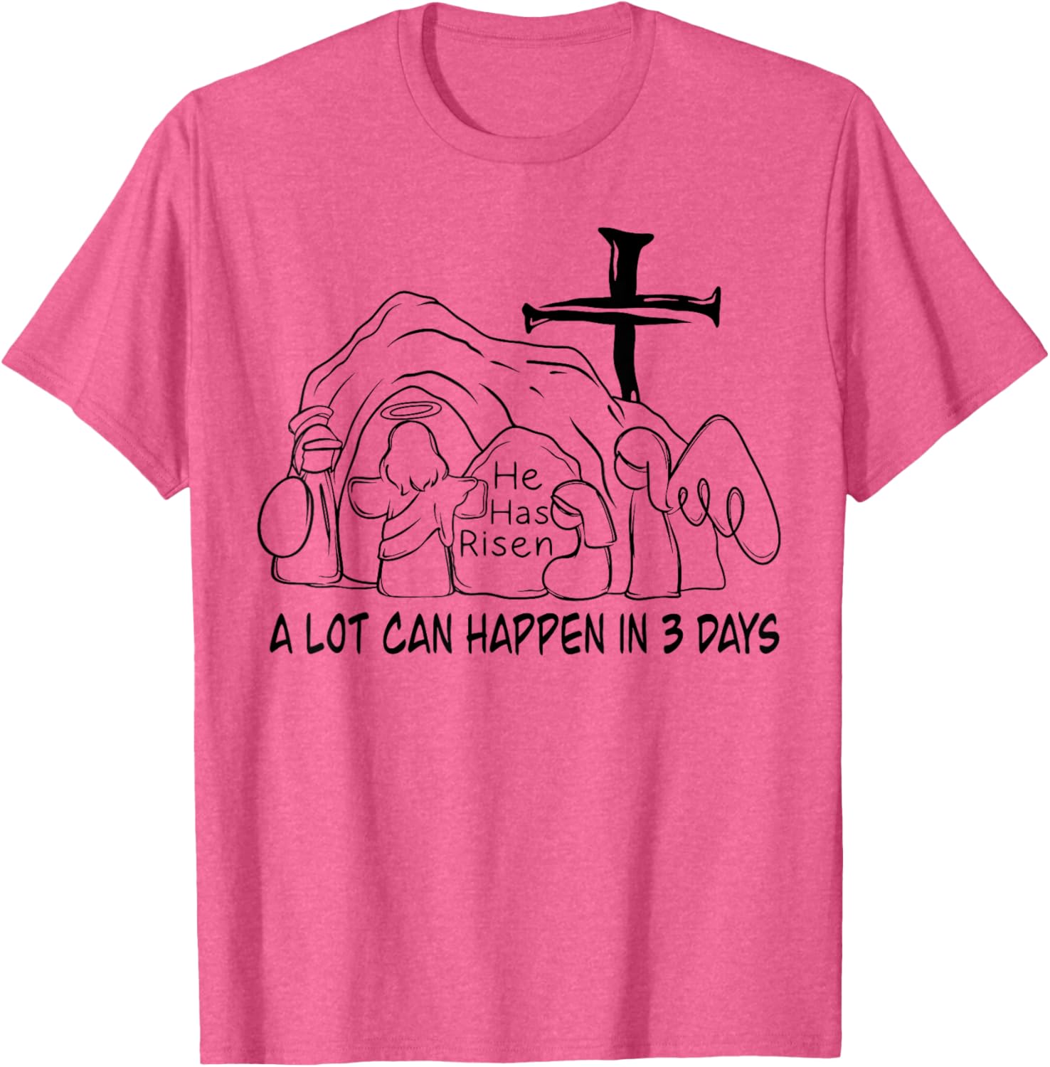 Retro Christian Easter T-Shirt A Lot Can Happen In 3 Days Fun Design - 7