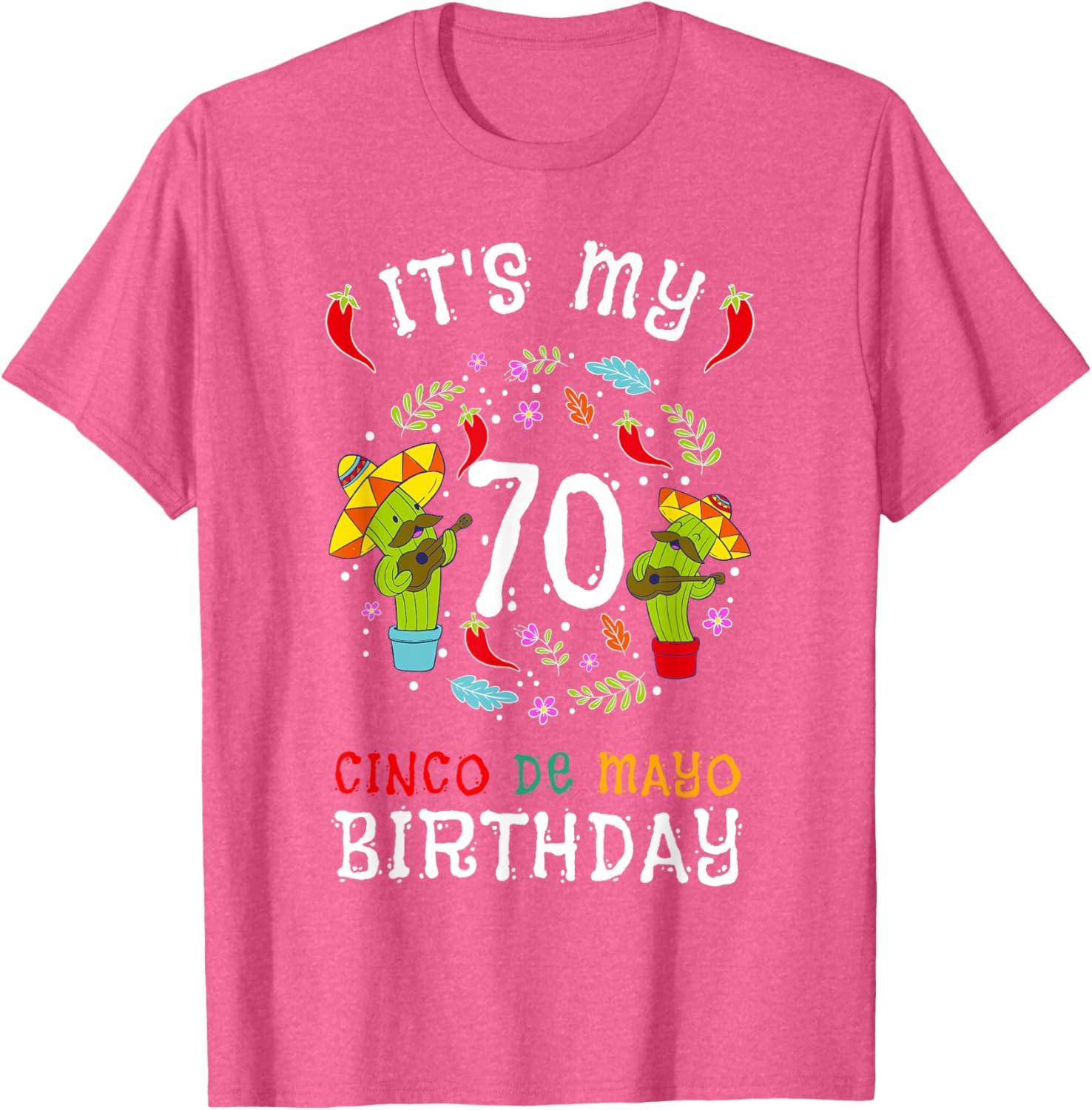 Celebrate 70th Birthday with Fun Cinco De Mayo T-Shirt for Kids and Men - 1