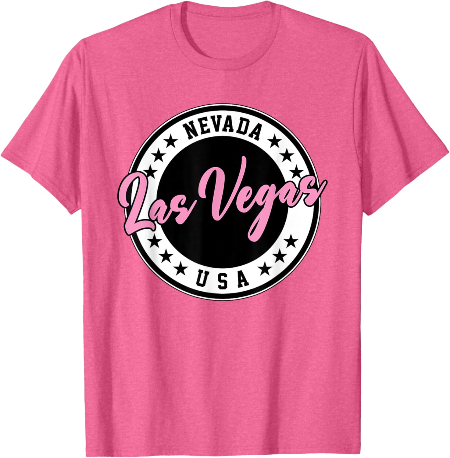 Las Vegas Nevada Pink Script Circle T-Shirt for Fun Fashion Lovers - 23