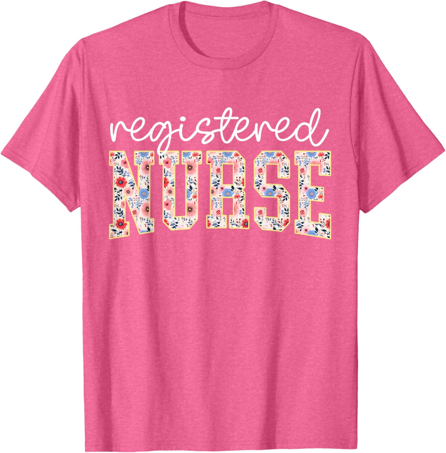 Floral Print RN Nurse T-Shirt for Women - Perfect for Nursing School - 13