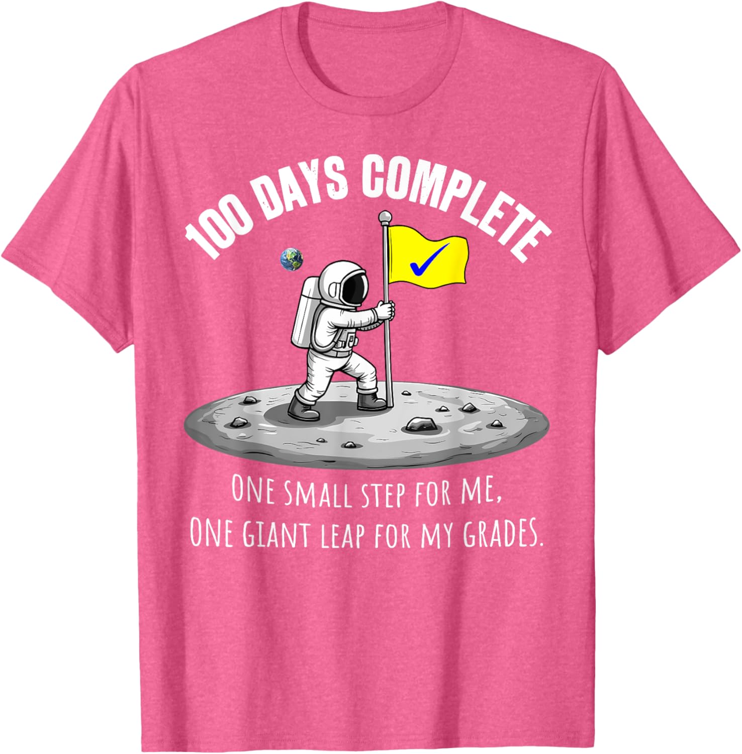 100th Day of School Astronaut on Moon T-Shirt for Kids Fun Celebration - 6