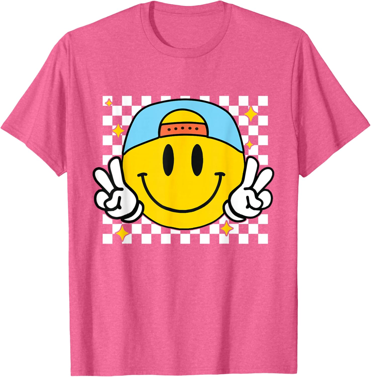Happy Yellow Smile Face Checkered T-Shirt for Fun and Joyful Style - 11