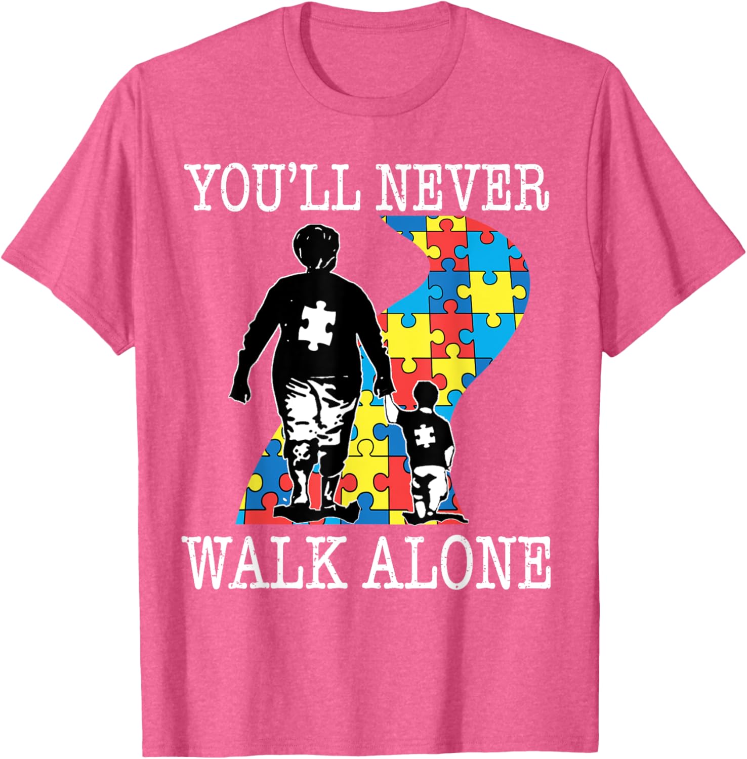 Autism Grandma Support Alone Puzzle You'll Never Walk T-Shirt for Comfort - 3