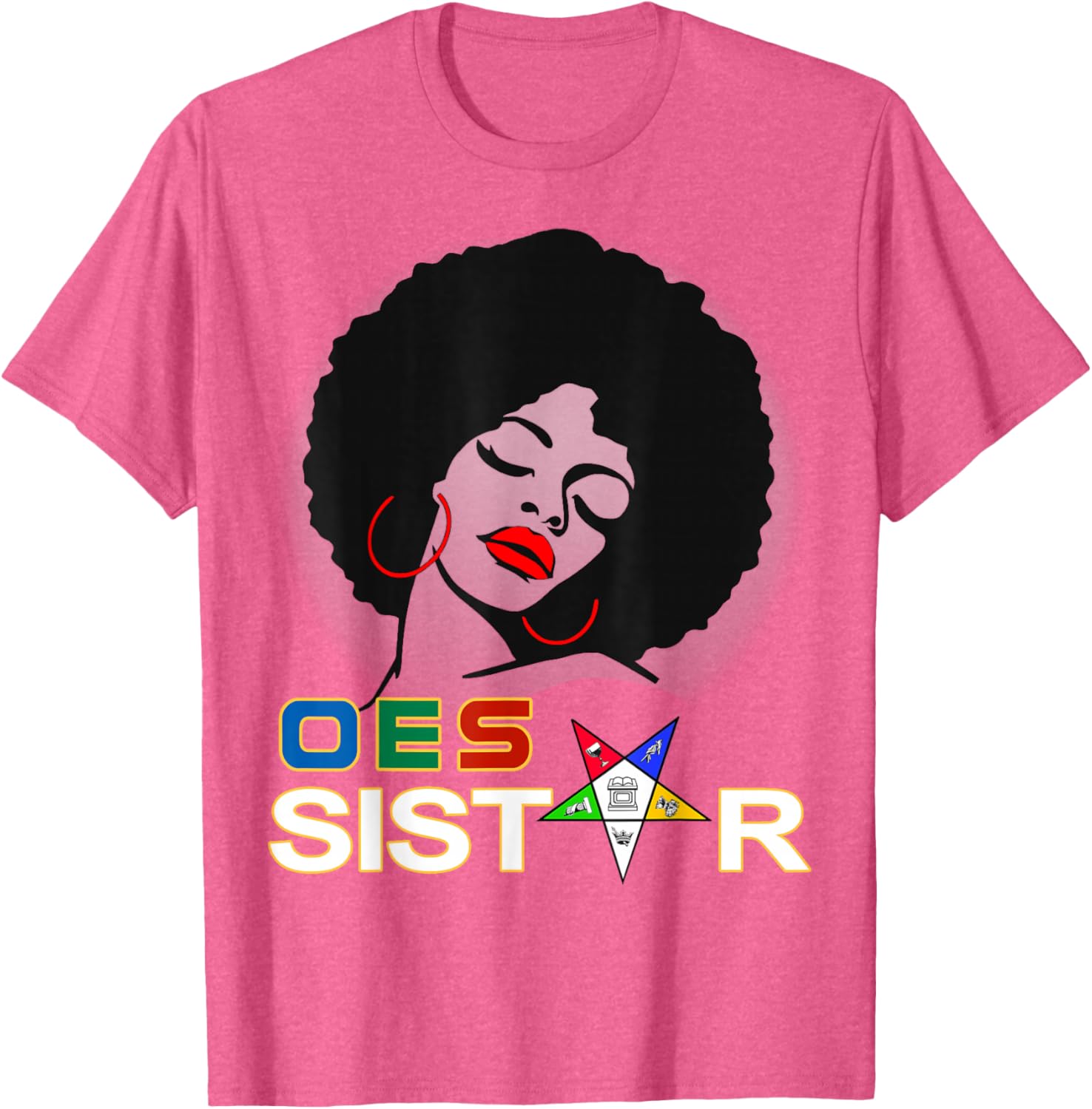 Beautiful Red Afro Earrings and Sistar Eastern Star T-Shirt for Girls - 9