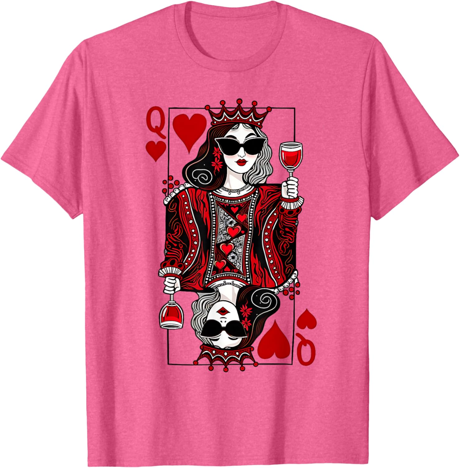 Queen of Hearts Wine Lover T-Shirt for Women - Perfect Gift Idea! - 2
