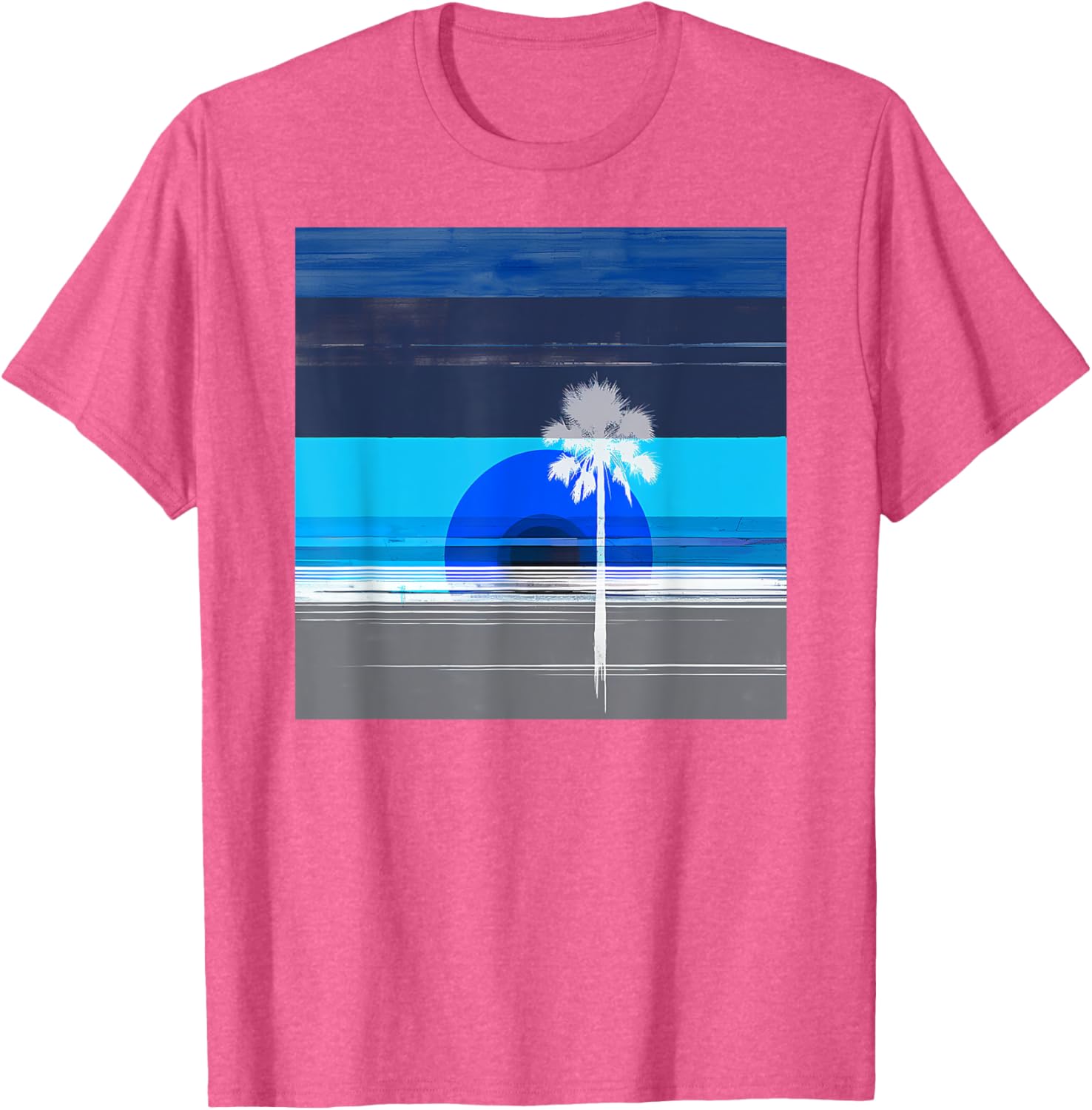 Stylish Palm Tree Tropical Landscape Abstract Art T-Shirt for Trendy Wear - 4