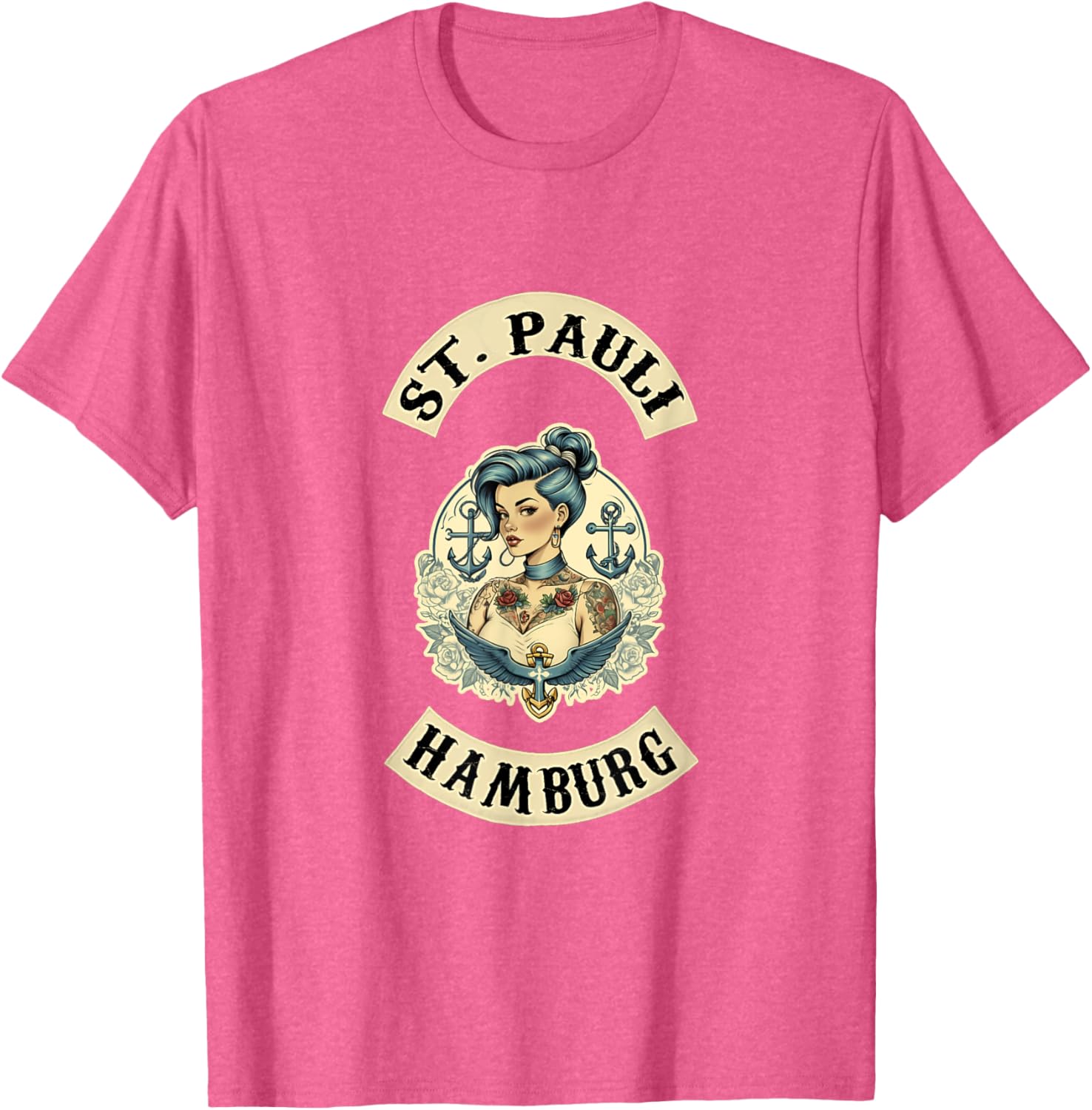 Hamburg St. Pauli Reeperbahn Sailor Tattoo Girl T-Shirt for Fans - 26