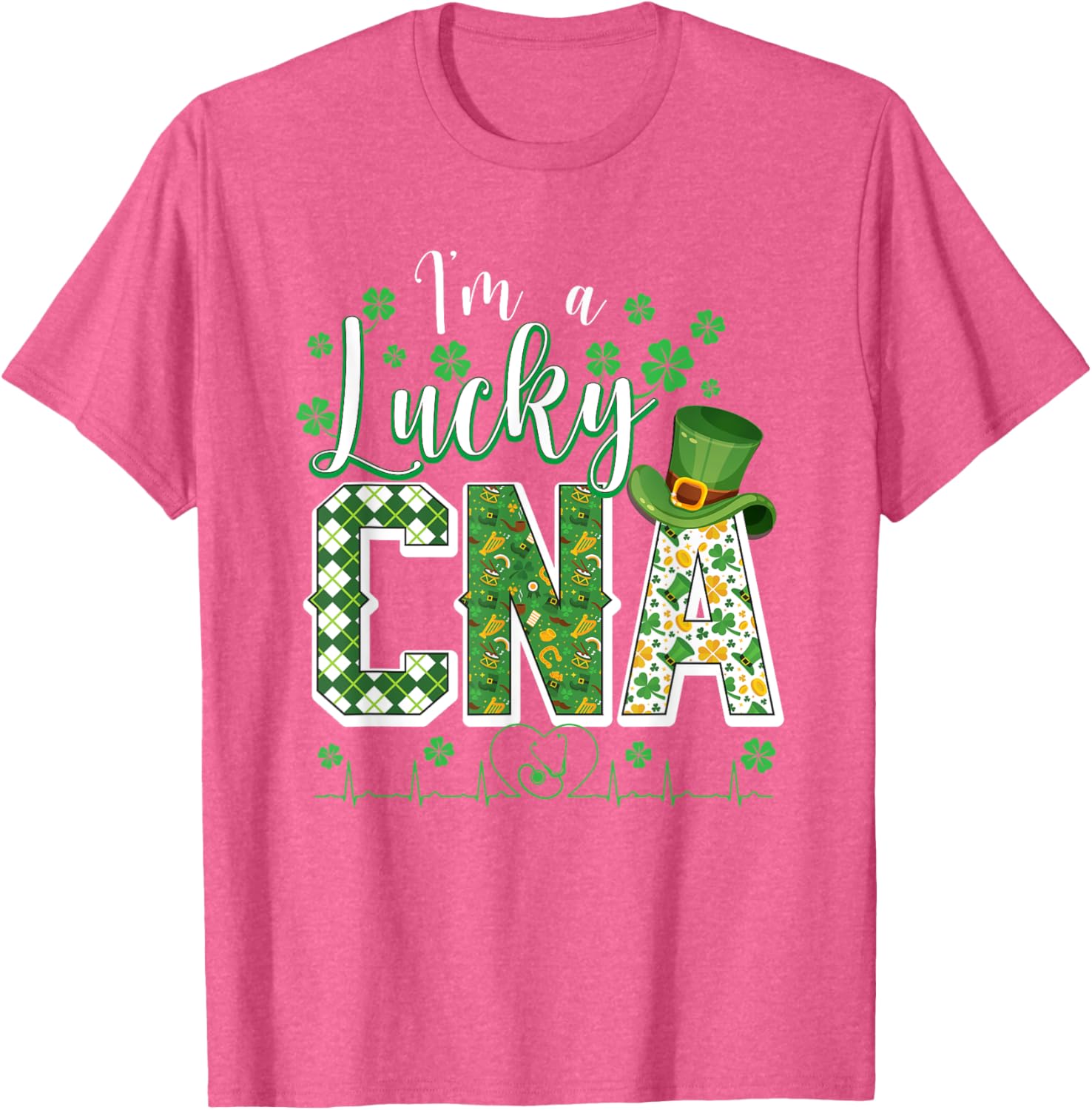 Funny Lucky CNA Nurse Shamrock St Patrick's Day T-Shirt for Scrubs - 24
