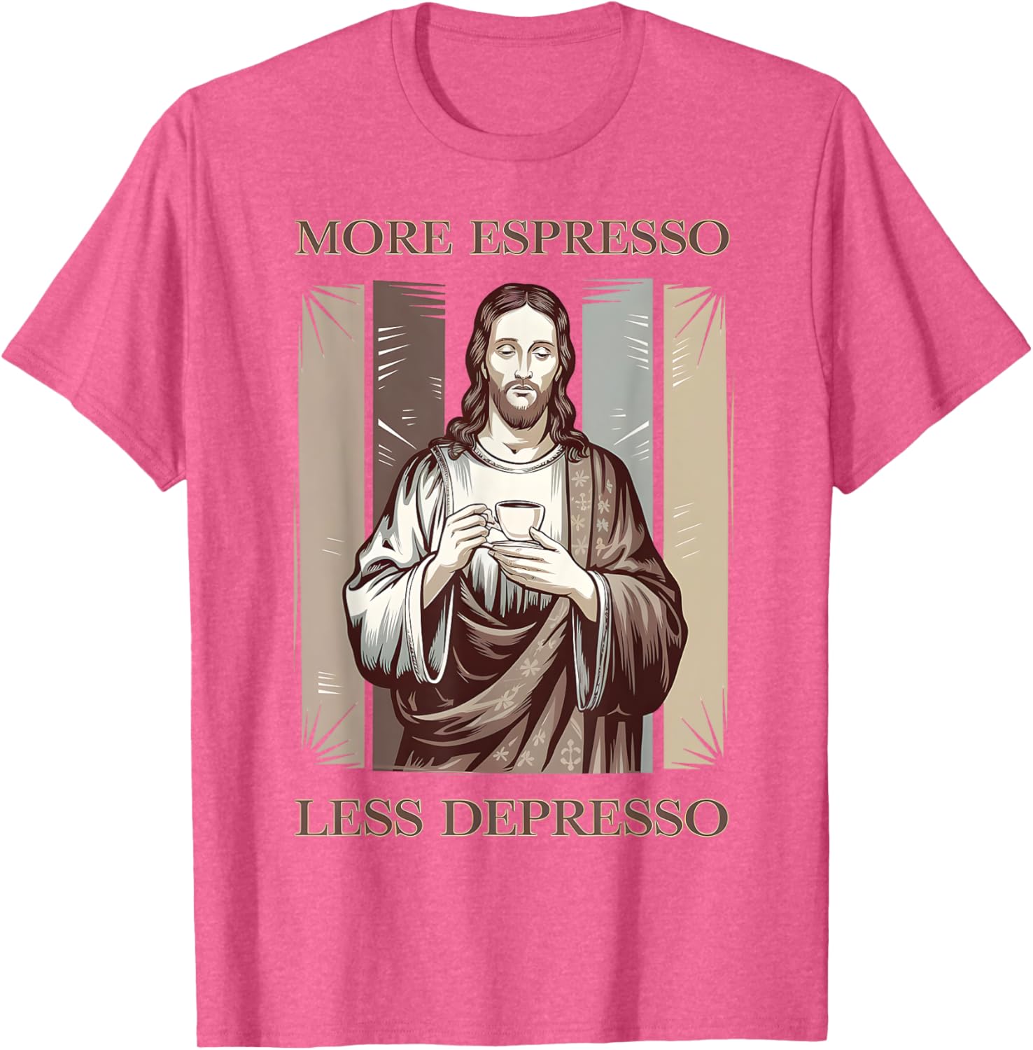 Jesus More Espresso Less Depresso Retro Coffee Lover T-Shirt - 24