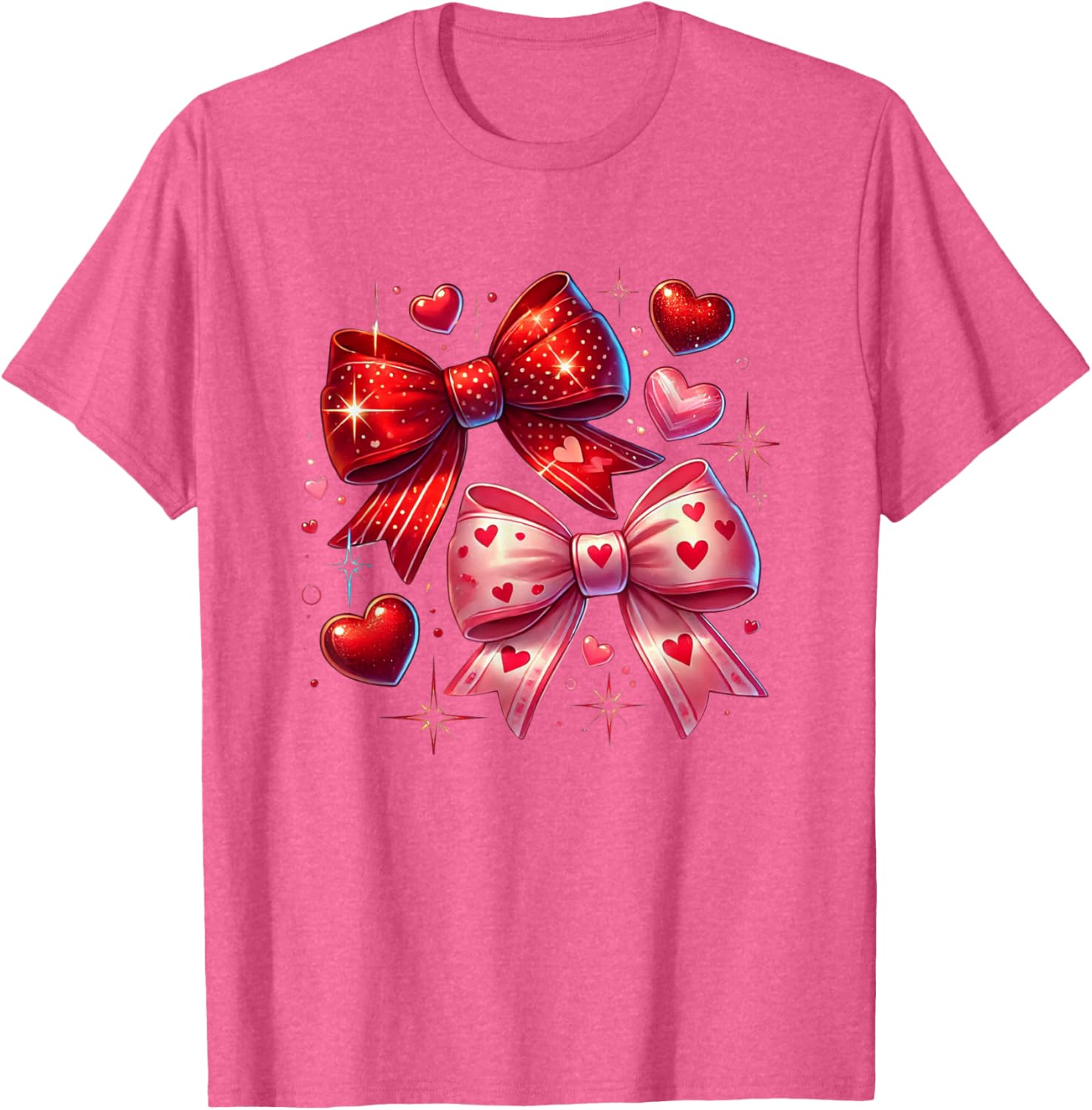 Heart Bows and Stars Romantic Love T-Shirt for Couples and Gifting - 4