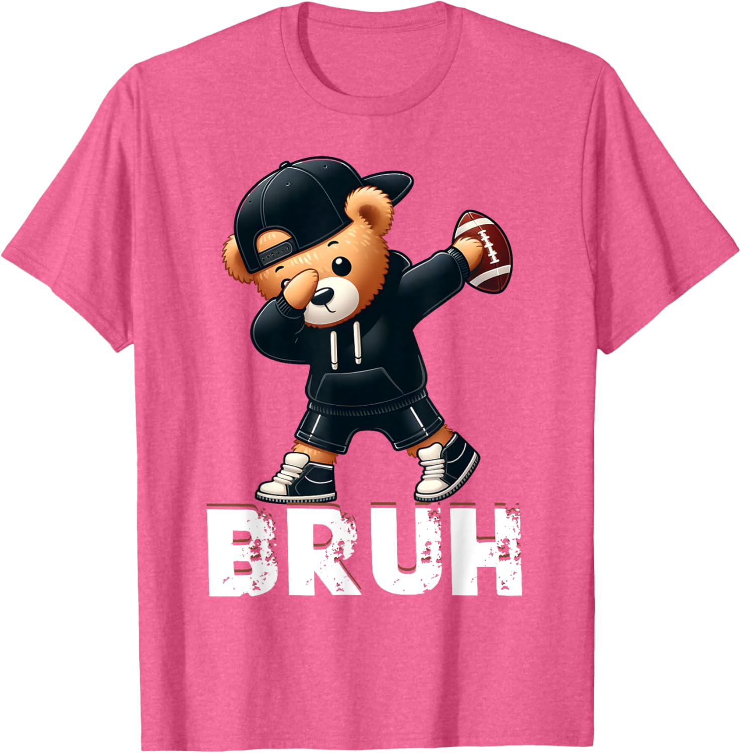 Funny Bruh Hip Hop Teddy Bear Dabbing Football T-Shirt for Boys - 3