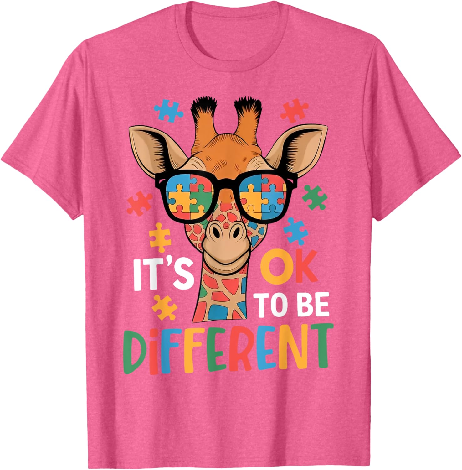 It's Okay to Be Different Giraffe Autism Awareness T-Shirt for Kids - 11