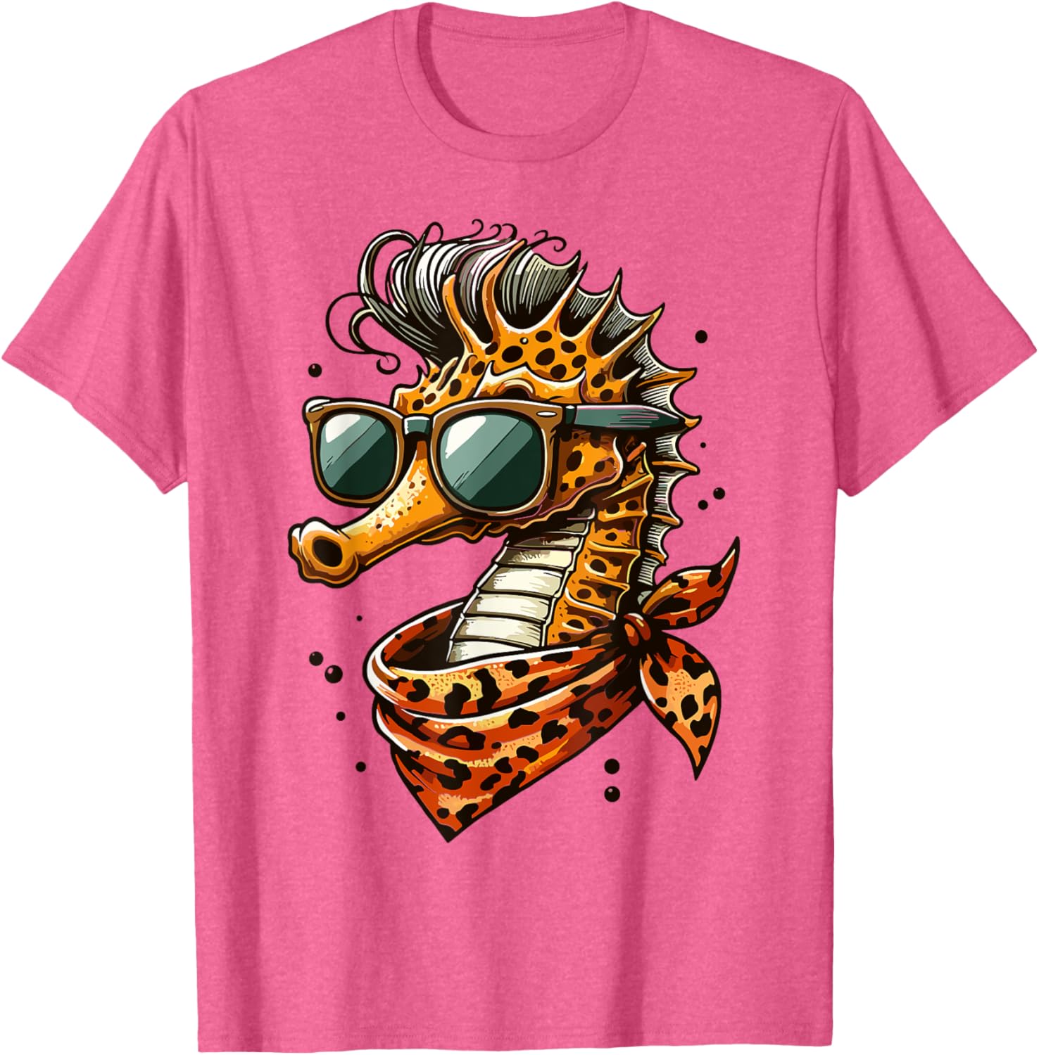 Seahorse with Leopard Scarf and Sunglasses Fun T-Shirt for Animal Lovers - 25