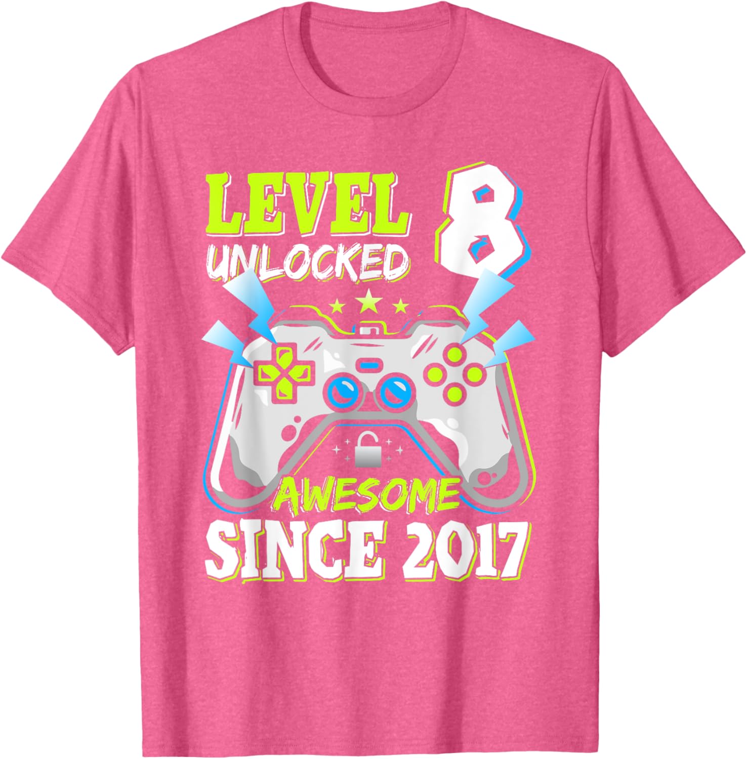 Level 8 Unlocked 2017 Video Game Birthday T-Shirt for Boys - 2