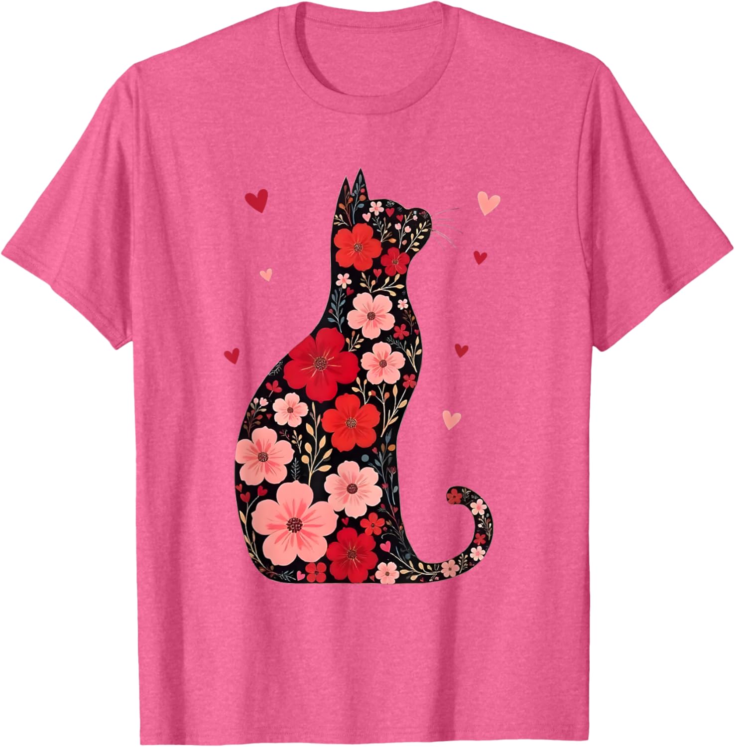 Happy Meowentine's Day Floral Cat T-Shirt for Women - Cute Valentine's Gift - 15
