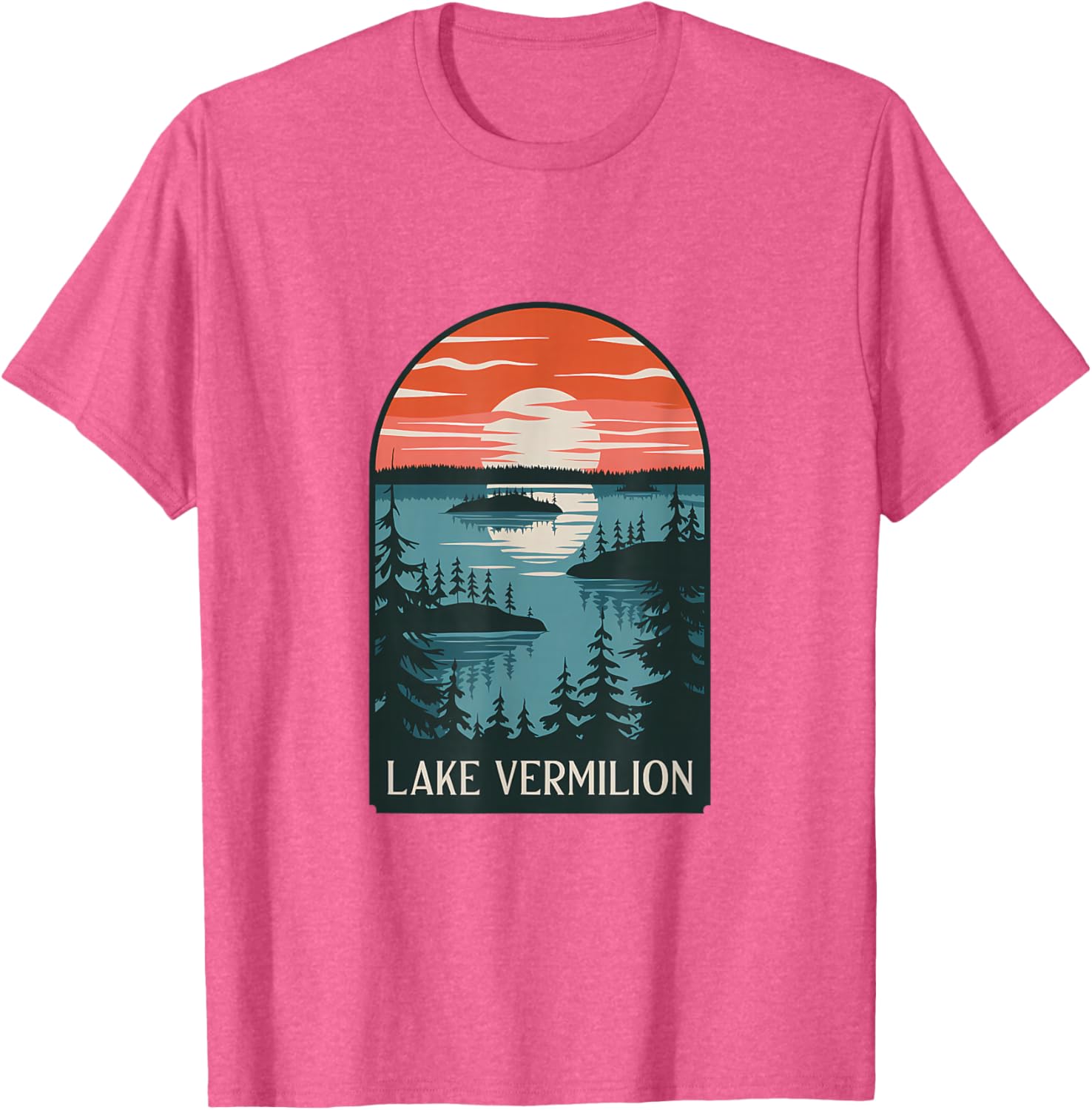 Lake Vermilion Sunset Reflection T-Shirt for Nature Lovers and Adventurers - 7