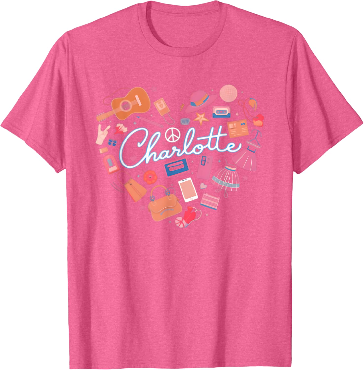 Personalized Charlotte Retro Heart T-Shirt for Girls - Cute Fashion Wear - 13