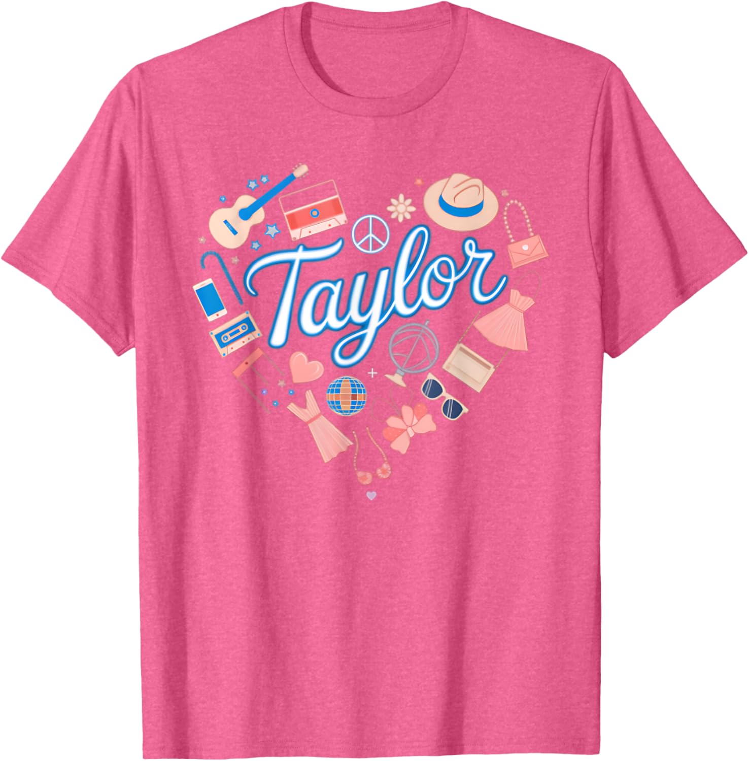 Personalized Girl Retro Heart T-Shirt with Taylor Name for Stylish Kids - 10