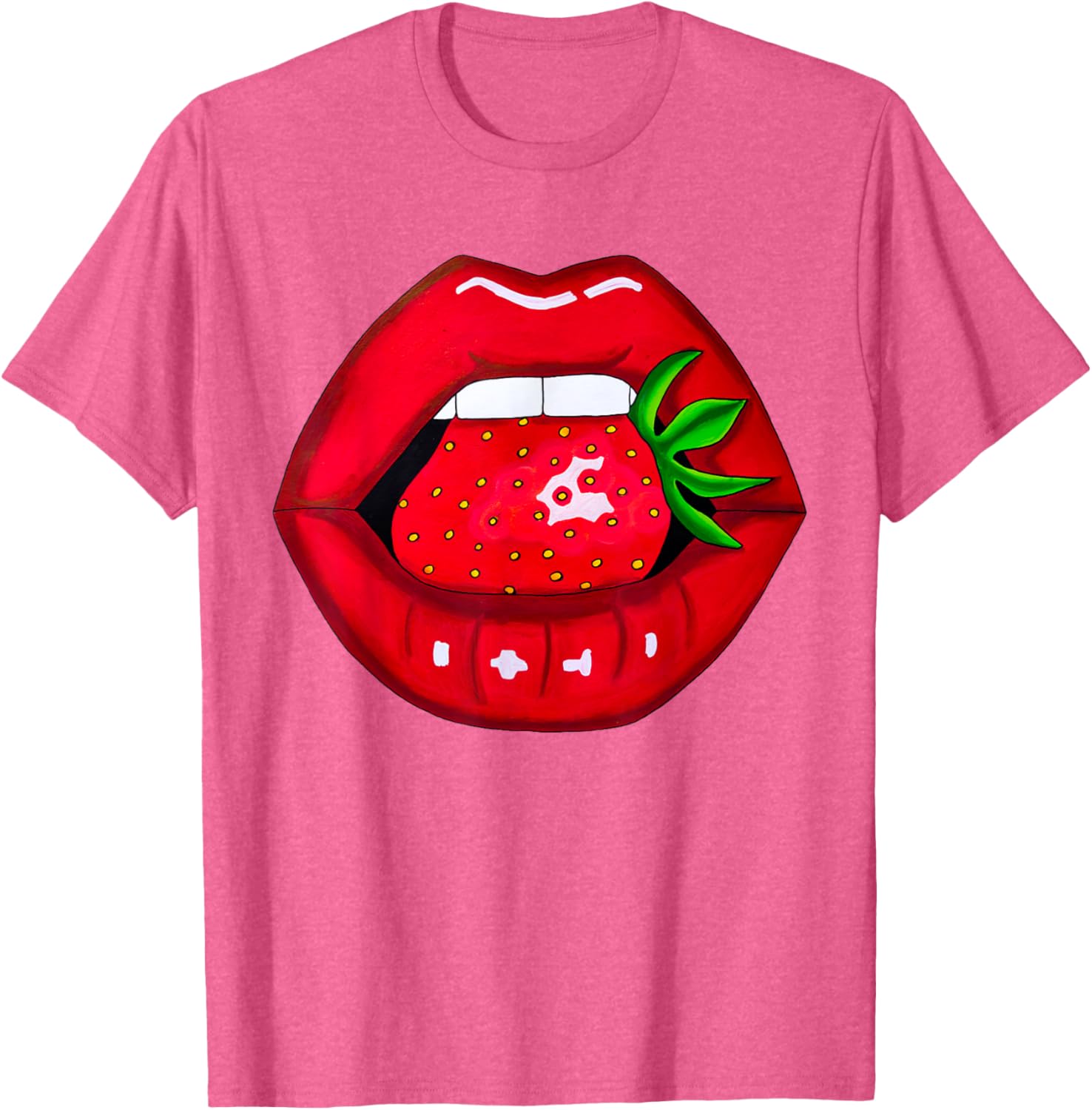 Sexy Strawberry Lips Red Lipstick Women's T-Shirt for Fun Fashion - 11
