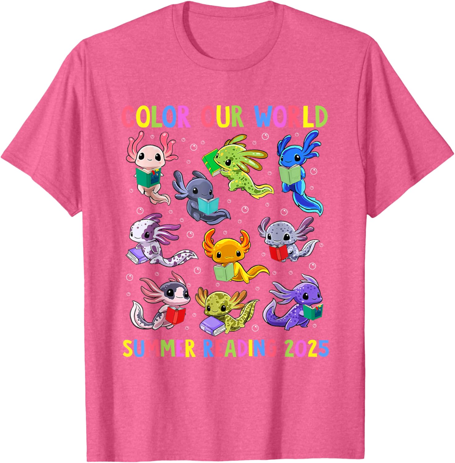 Color Our World Axolotl Summer Reading 2025 T-Shirt for Fun Adventures - 12
