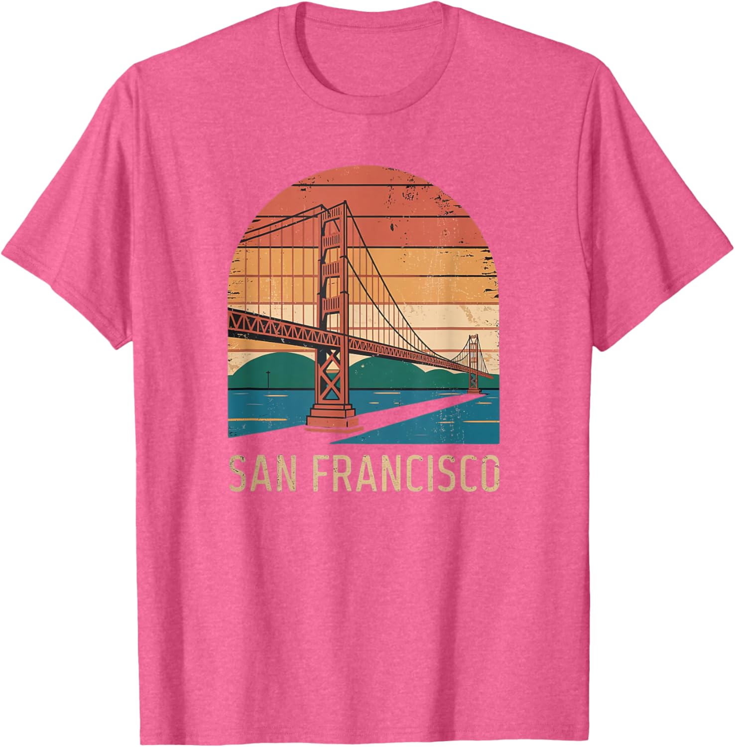 Retro San Francisco Bridge Sunset T-Shirt for Vintage Style Lovers - 25