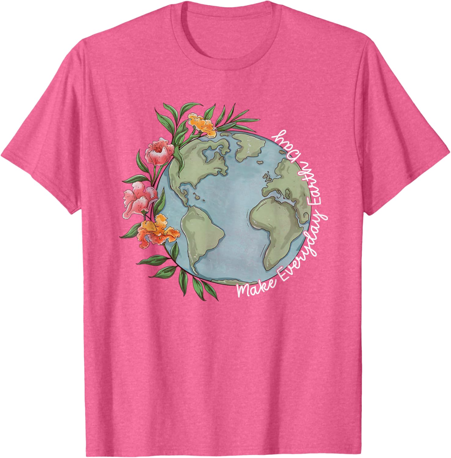 Beautiful Floral Planet T-Shirt for Everyday Earth Day Celebration - 14