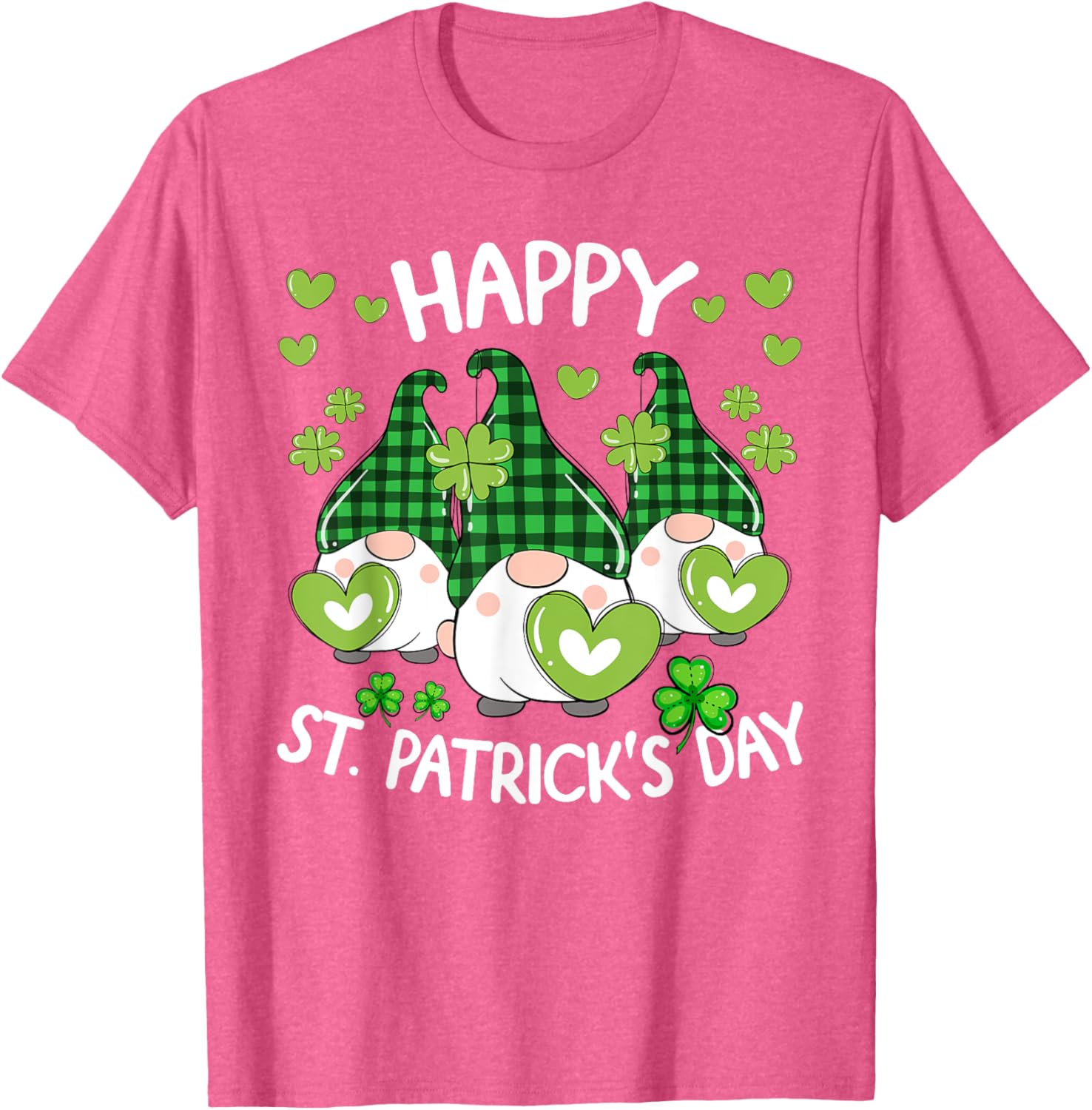 Happy St Patricks Day Gnome Shamrock T-Shirt for Women and Kids - 20
