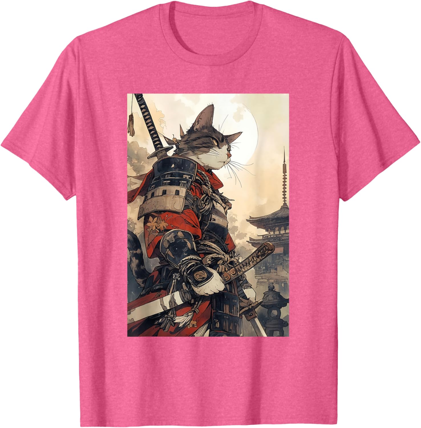Samurai Cat Graphic Tee Vintage Japanese Art for Men, Women, Kids - 20