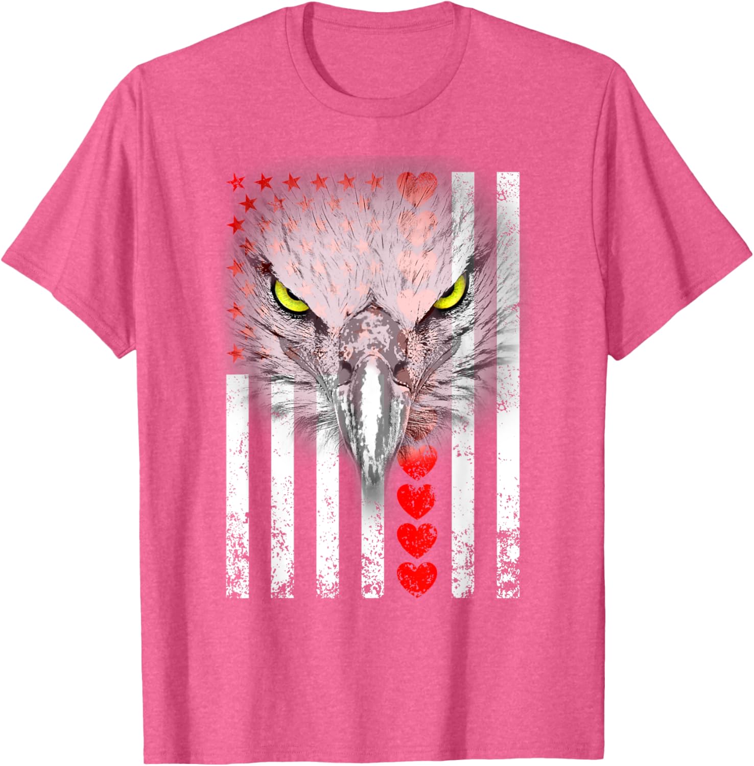 Happy Valentine's Day Eagle T-Shirt for Animal Lovers with Hearts & Flag - 14