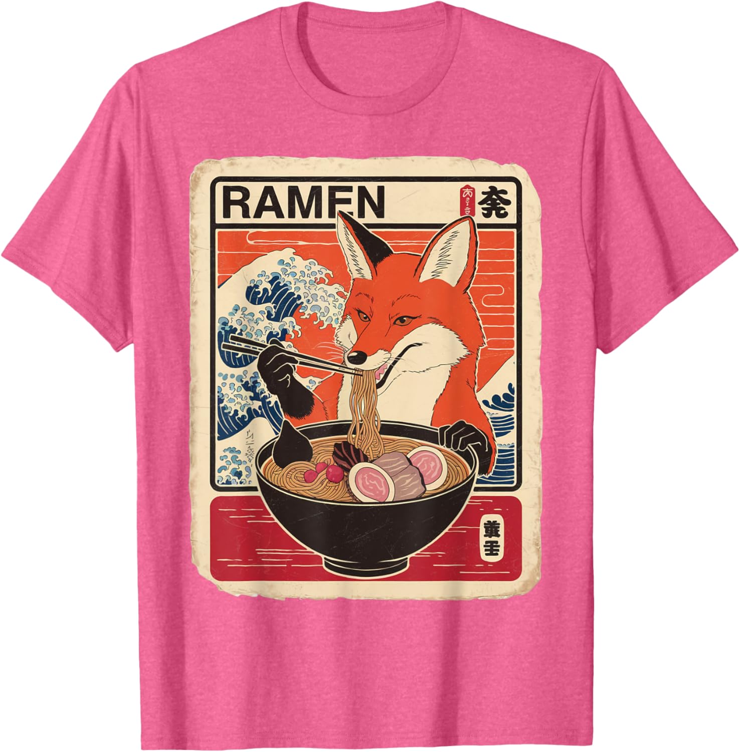 Kawaii Fox Ramen Graphic T-Shirt Cute Ezo Orange Fox Apparel - 15