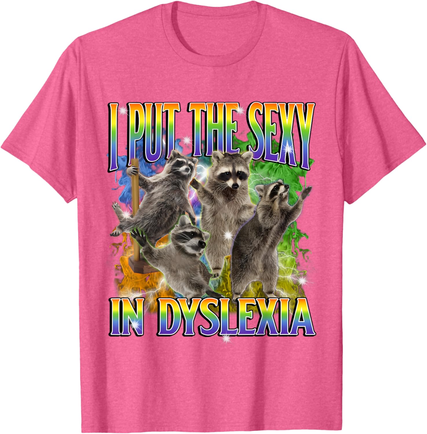 Funny Dyslexia Raccoon Meme T-Shirt – Unique and Unhinged Style - 16