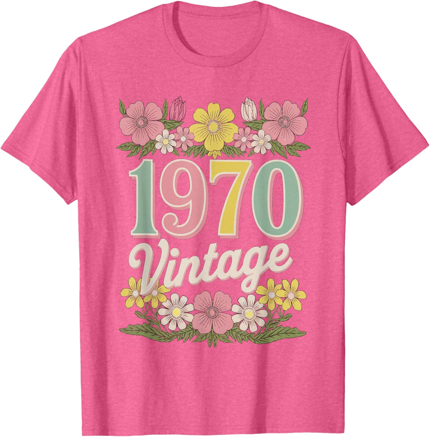 Vintage 1970 Retro Flower Birthday T-Shirt for Daughters and Women - 18