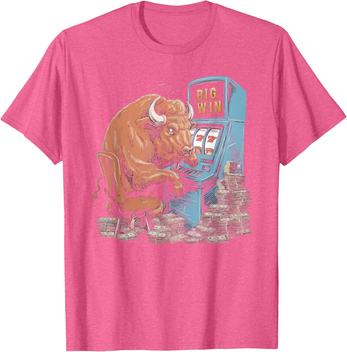 Lucky Buffalo Casino Slot Machine T-Shirt for Gamblers and Slots Fans - 3