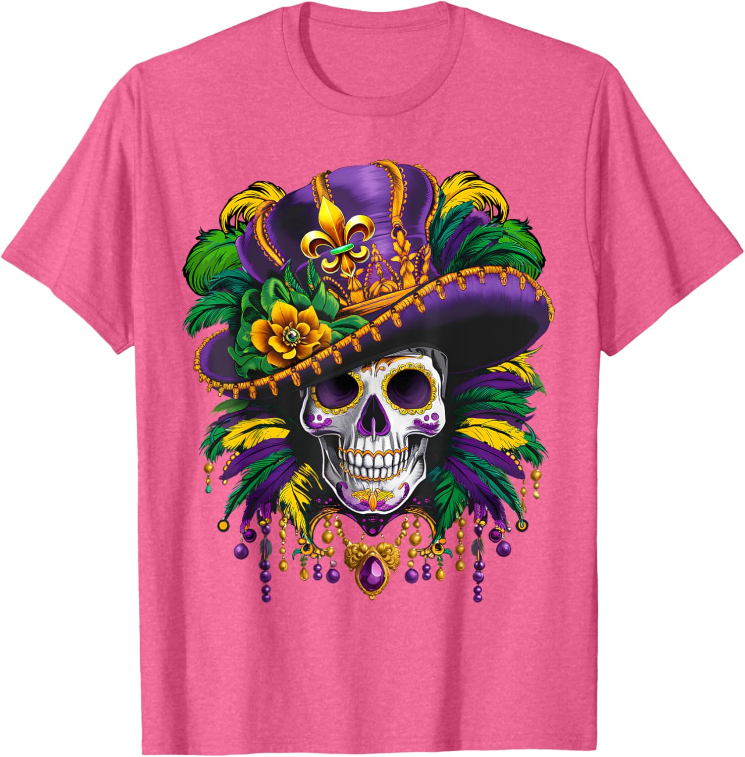 Mardi Gras Sugar Skull T-Shirt for New Orleans Carnival Fun - 14